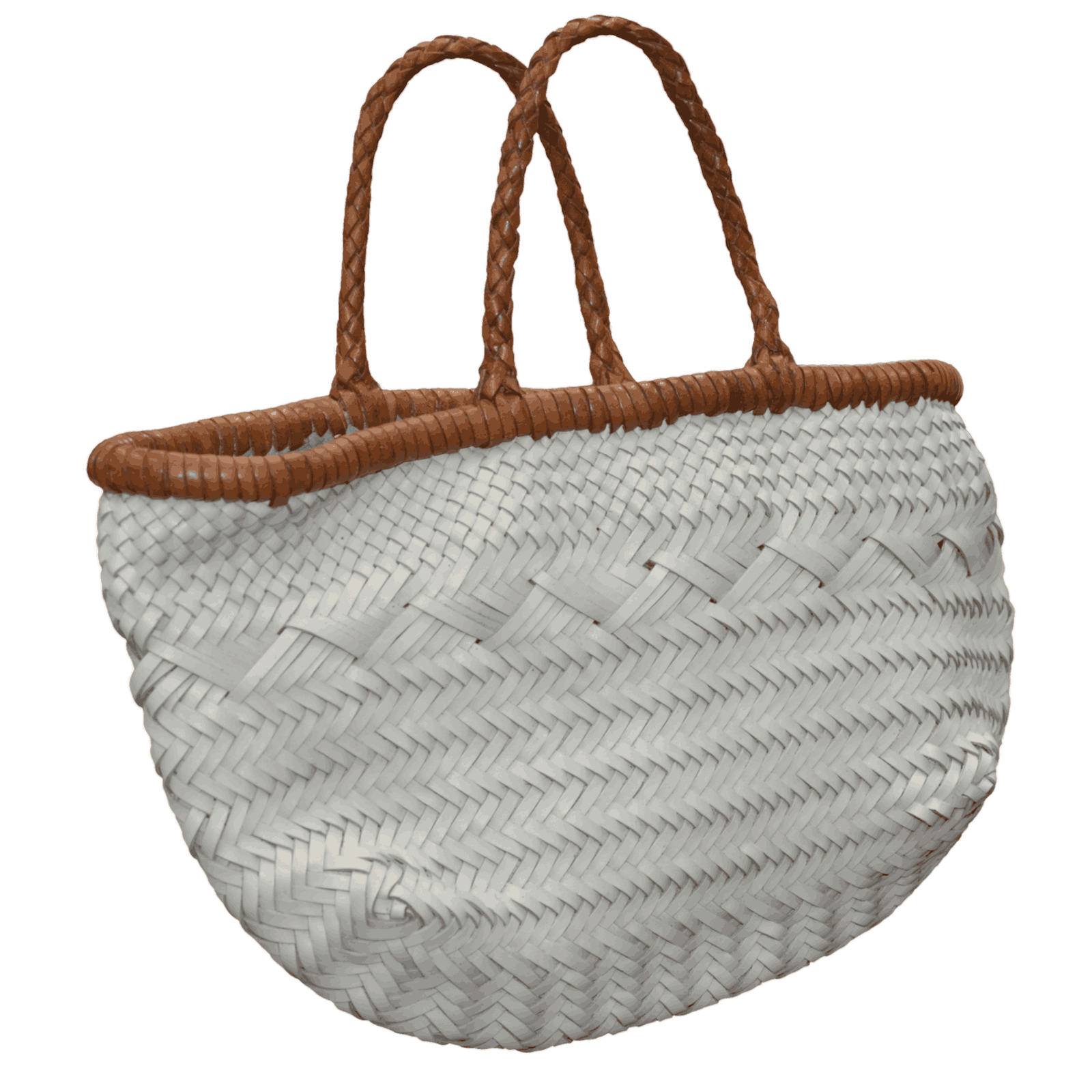 White & Brown Woven Tote Bag