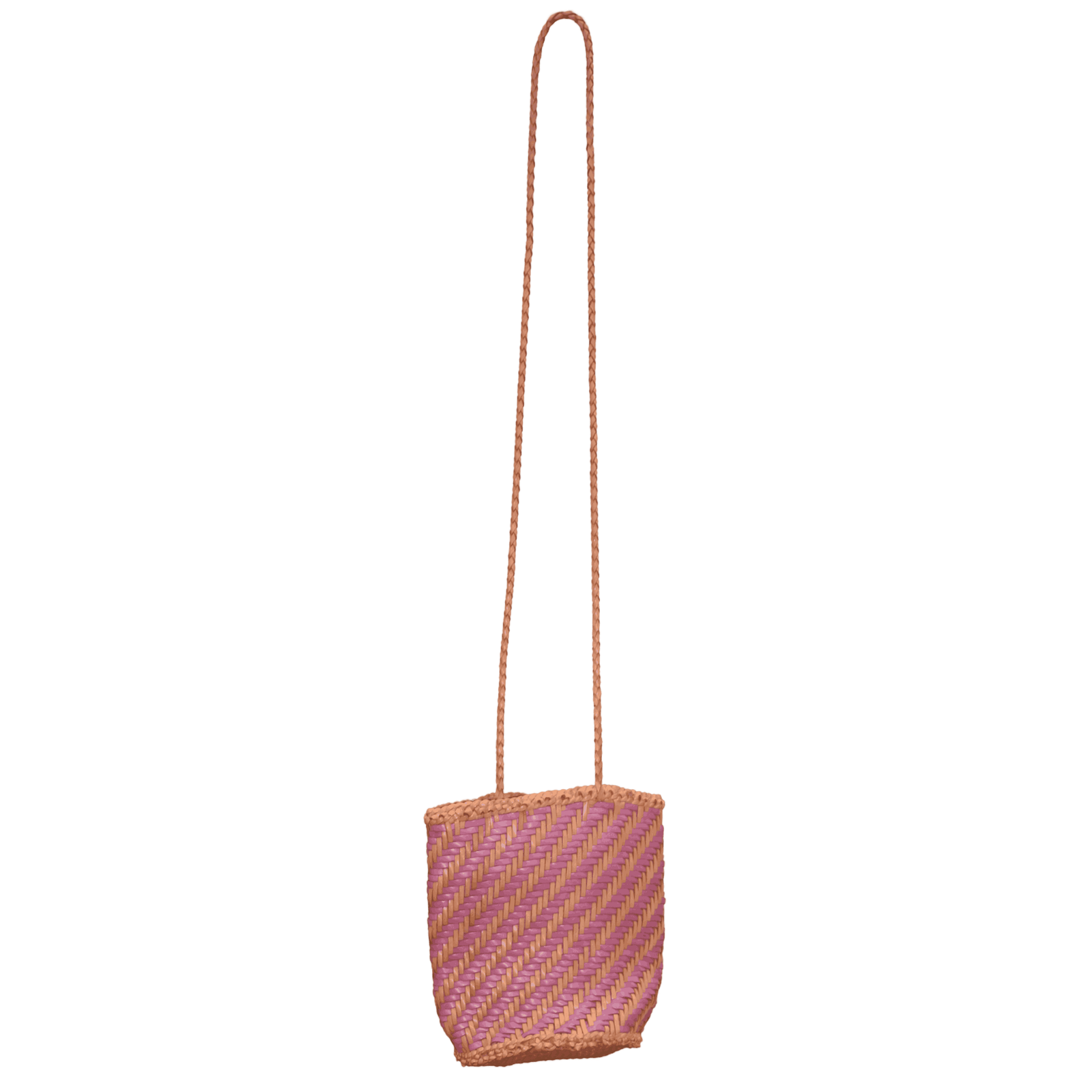 Pink & Natural Woven Crossbody Bag