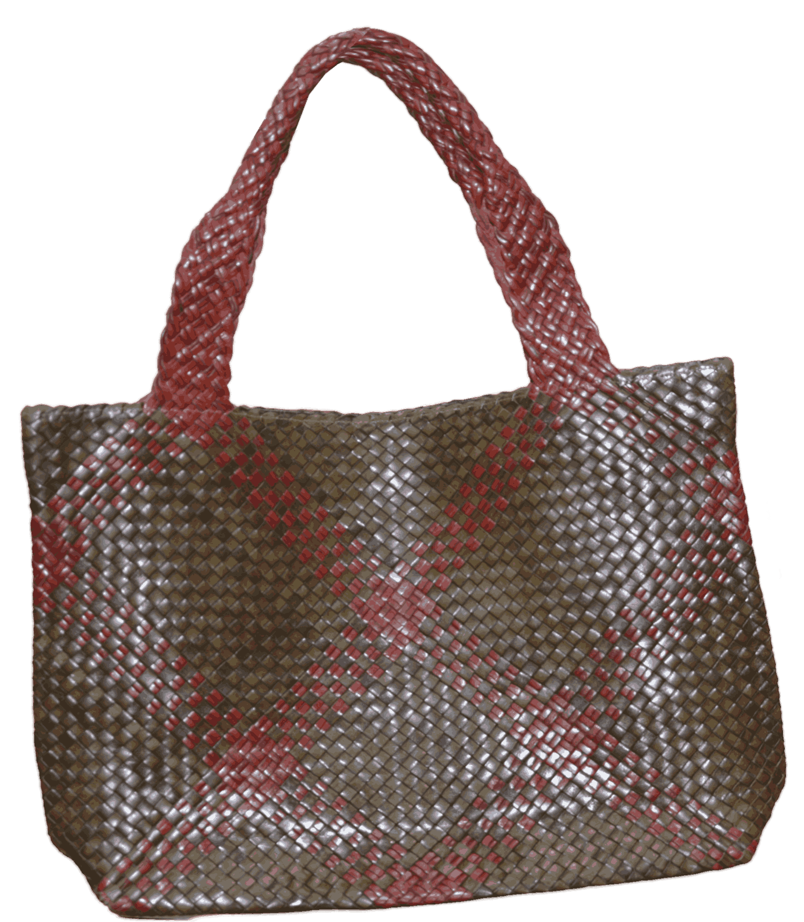 Brown & Red Plaid Woven Tote Bag