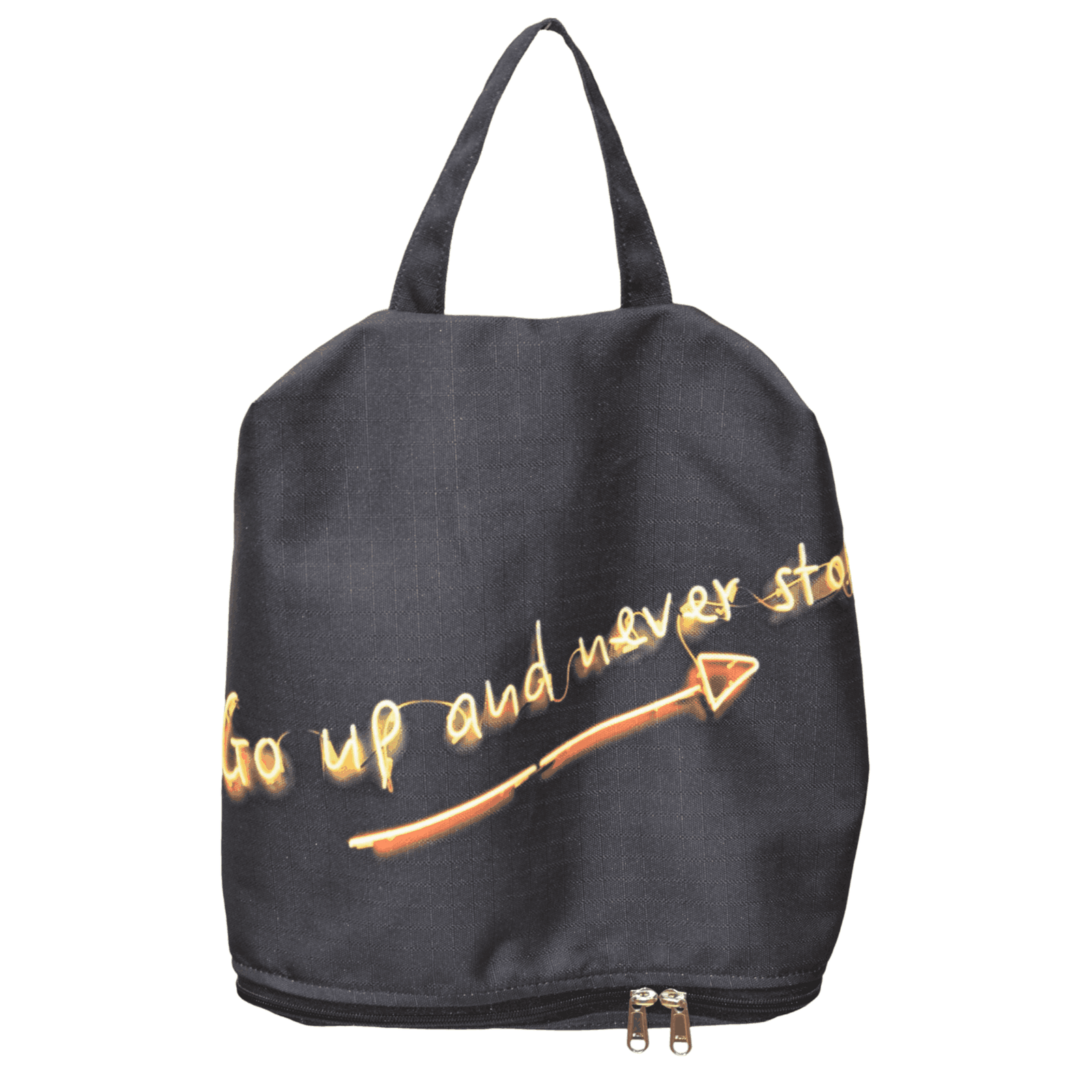 Go Up and Never Stop” Motivational Tote Bag