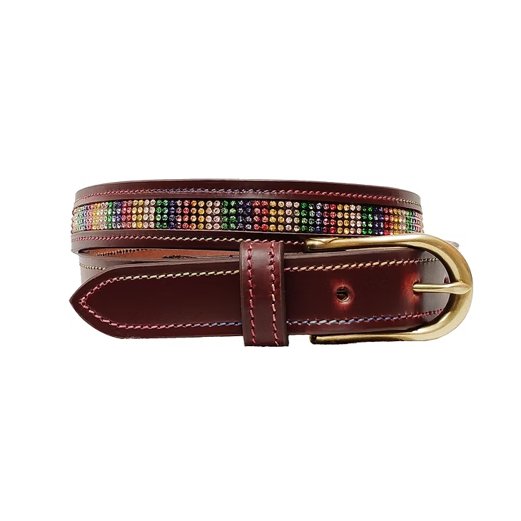Mahogany "Prism Spectrum" Crystal Riding Belt