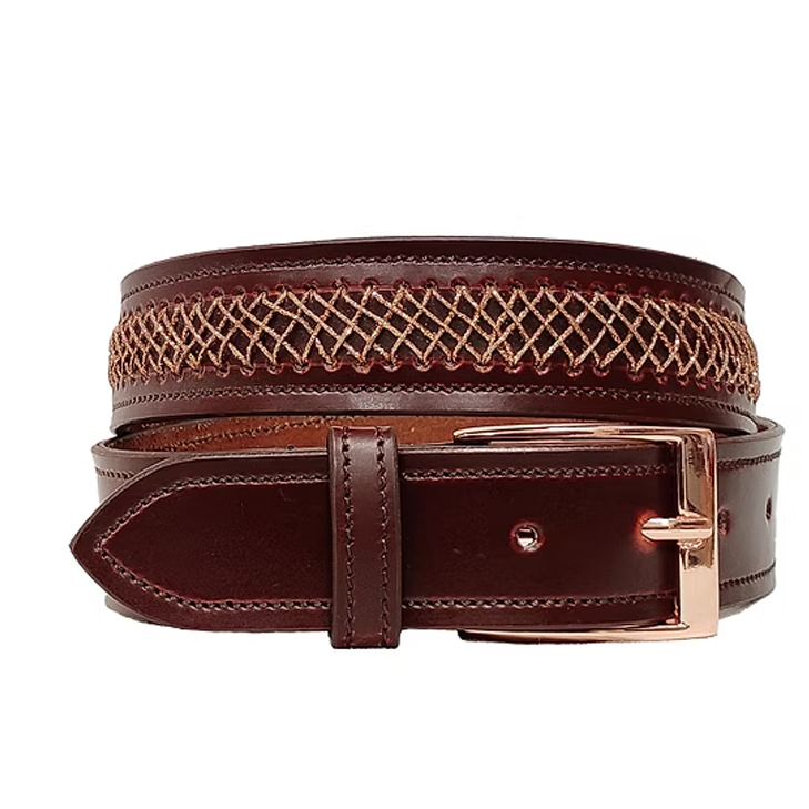 Mahogany "Copper Lattice" Braided Riding Belt