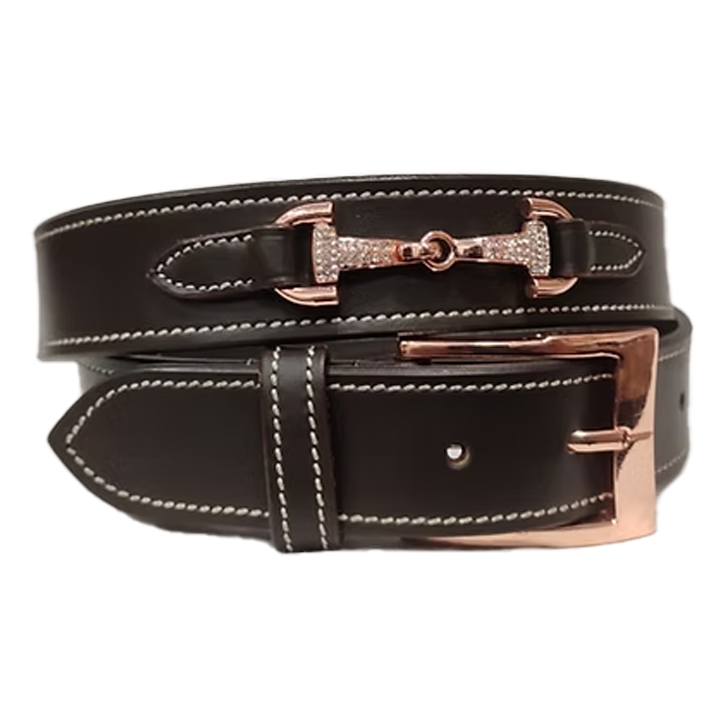 Onyx "Snaffle Luxe" Rose Gold Riding Belt