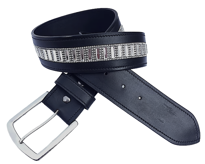 Onyx "Skyline" Baguette Crystal Riding Belt