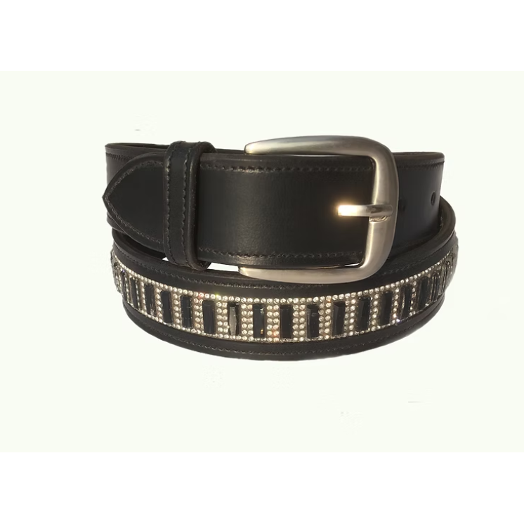 Onyx "Piano Key" Baguette Crystal Belt