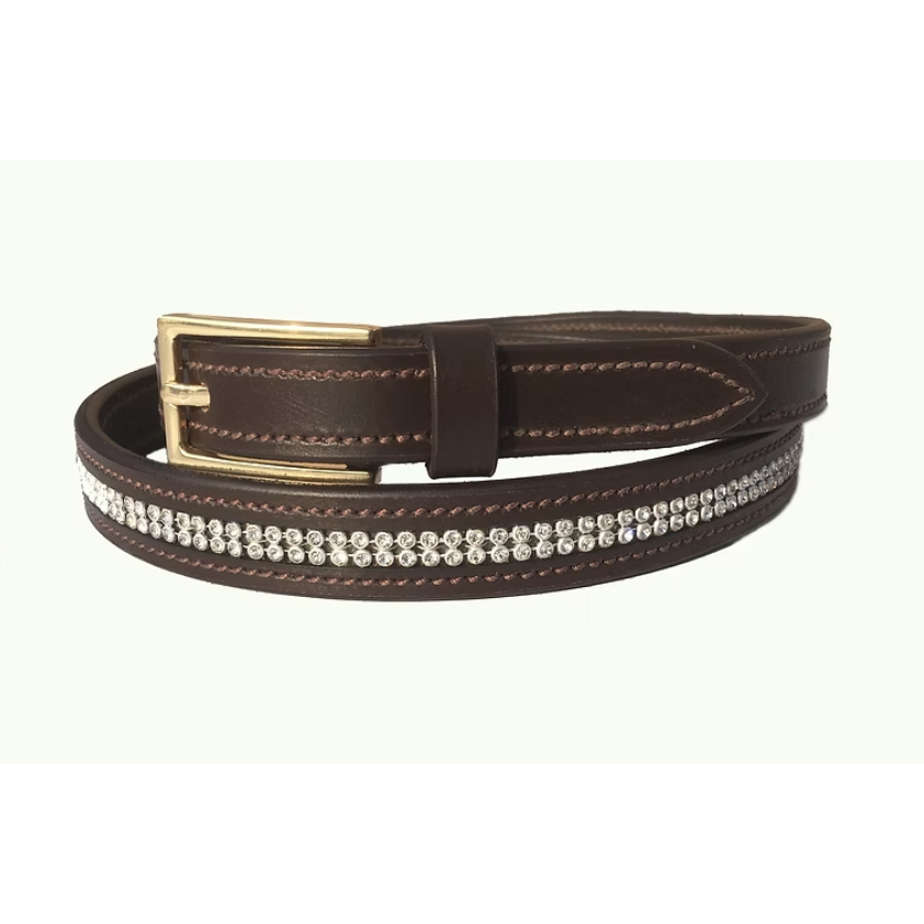 Espresso "Twin Star" Dual-Row Crystal Belt
