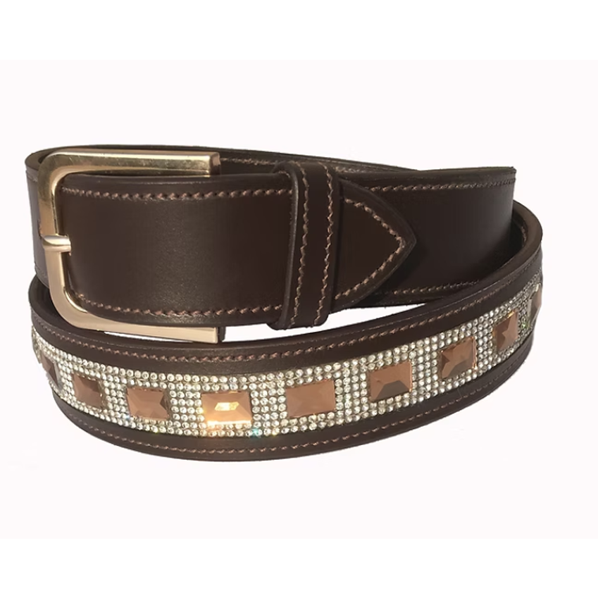 Espresso "Cognac Crown" Statement Riding Belt