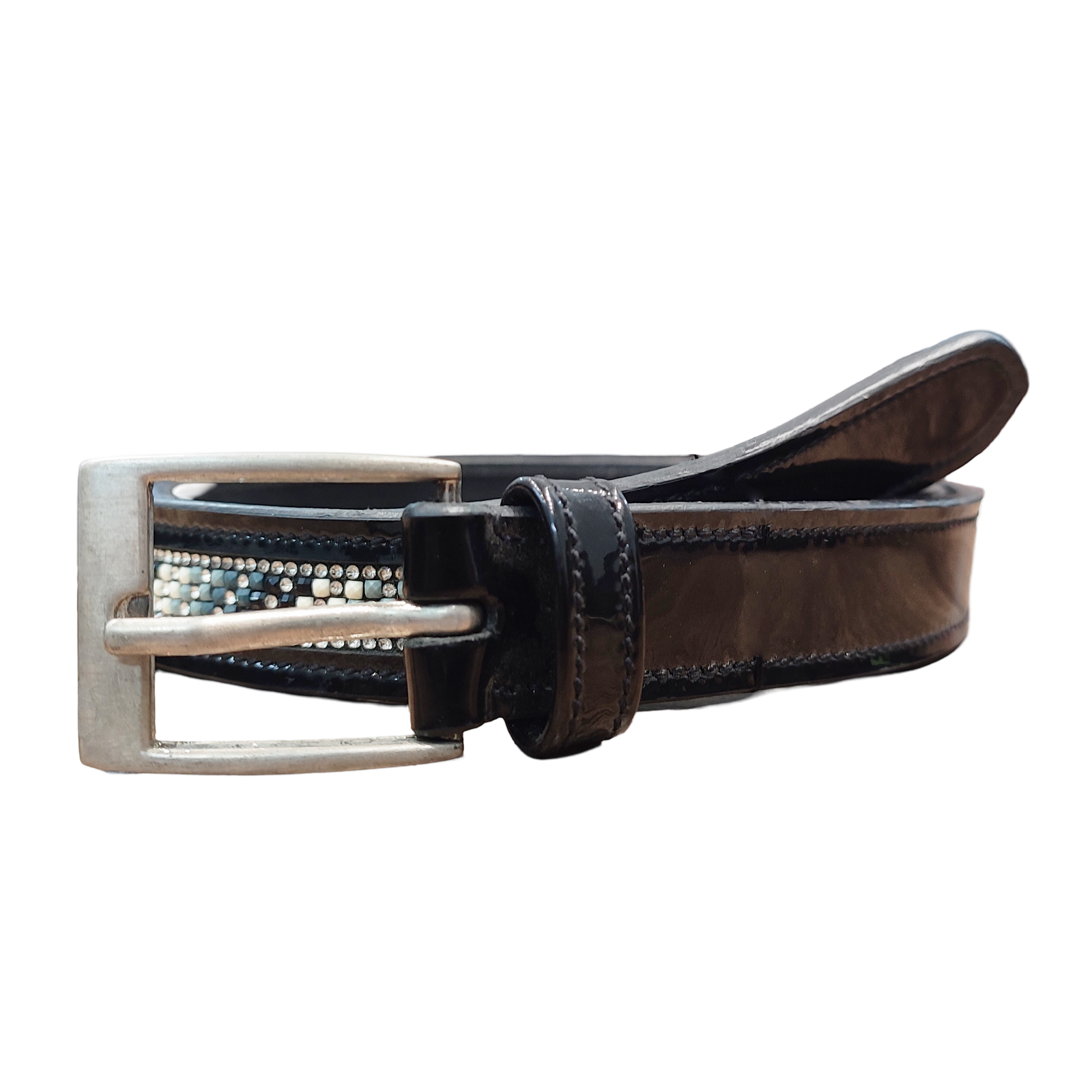 Obsidian Gloss "Arctic Mosaic" Patent Riding Belt