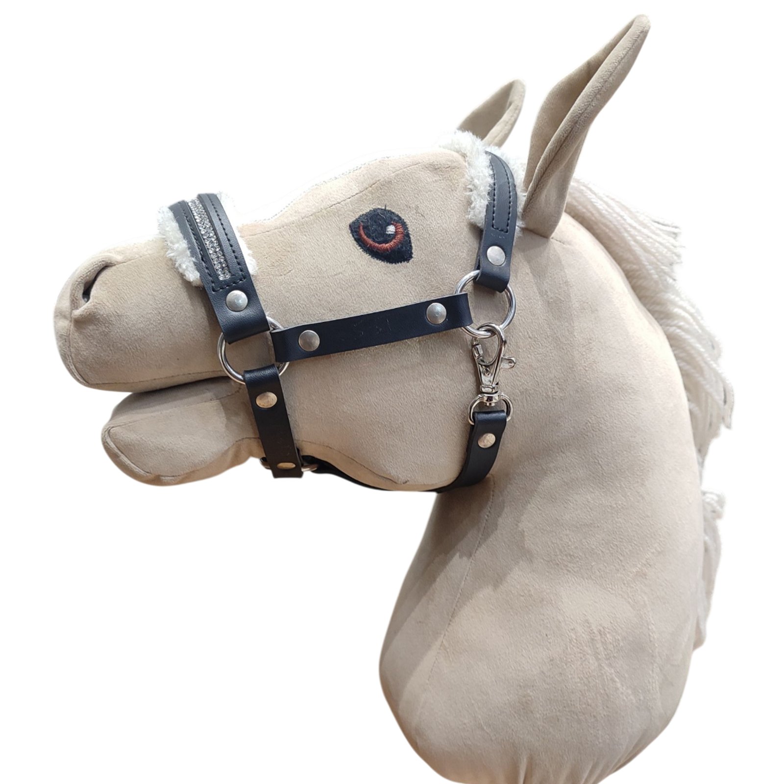 Diamond-Encrusted Fleece Halter with Snap Closure