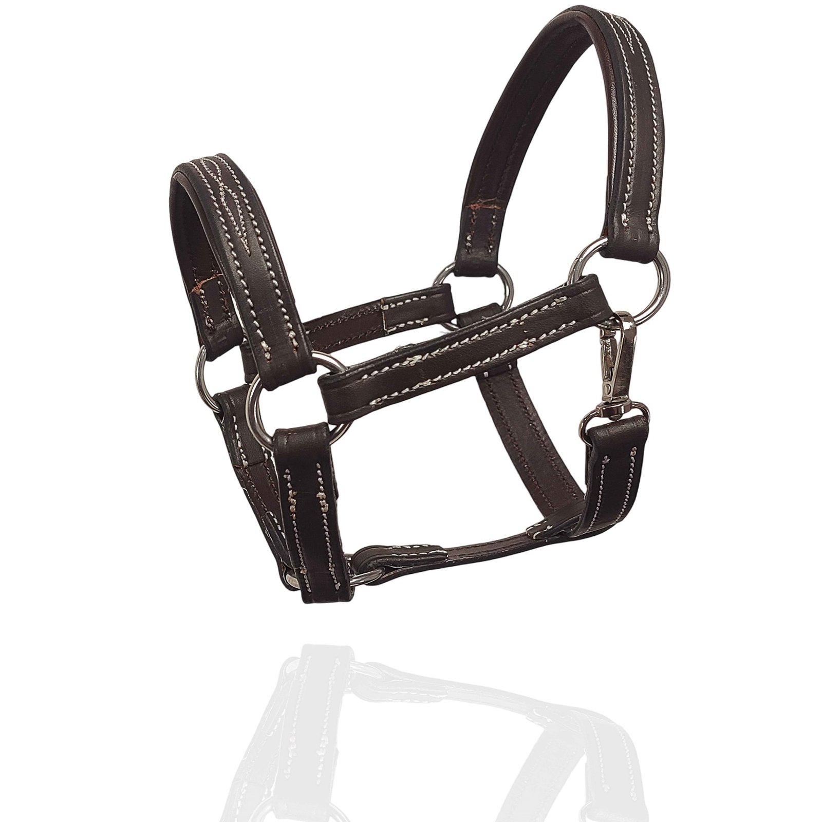 Heritage Cocoa Leather Halter with Diamond Stitch