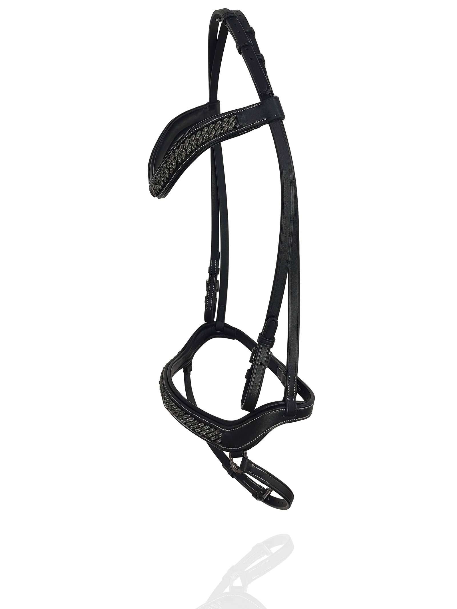 Midnight Onyx Anatomical Bridle with Gunmetal Link Inlay