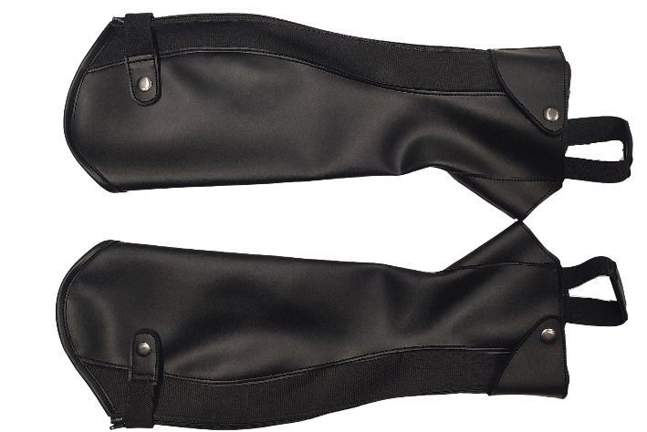 Black Synthetic Leather Half Chaps