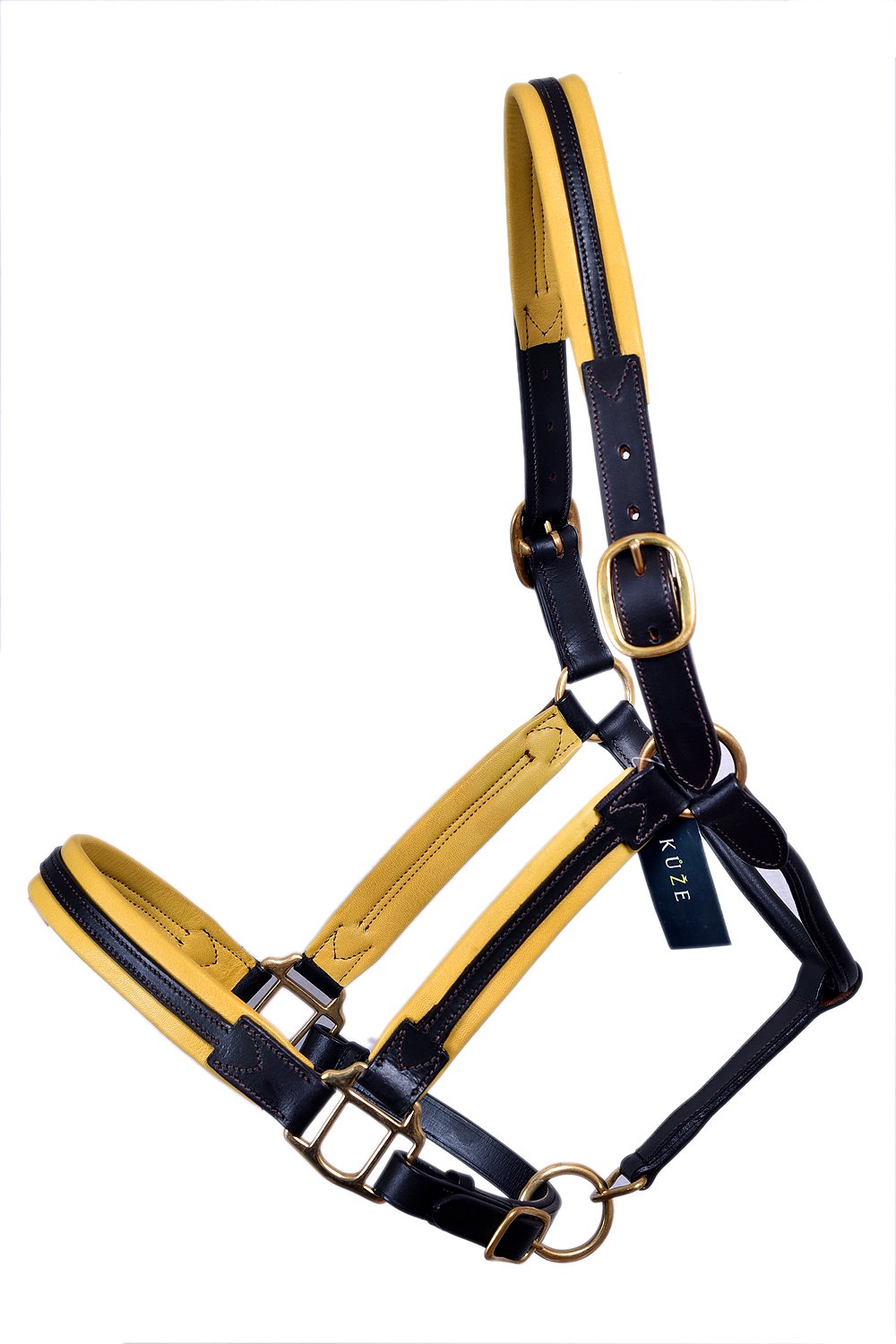 Two-Tone Black & Yellow Padded Leather Halter