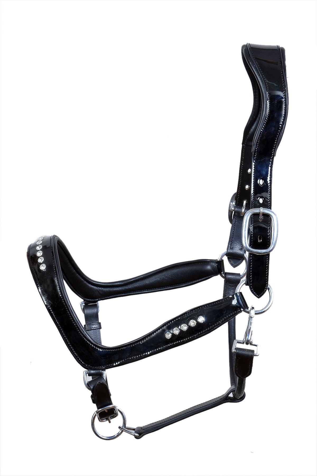 Patent Leather Show Halter with Crystal Accents