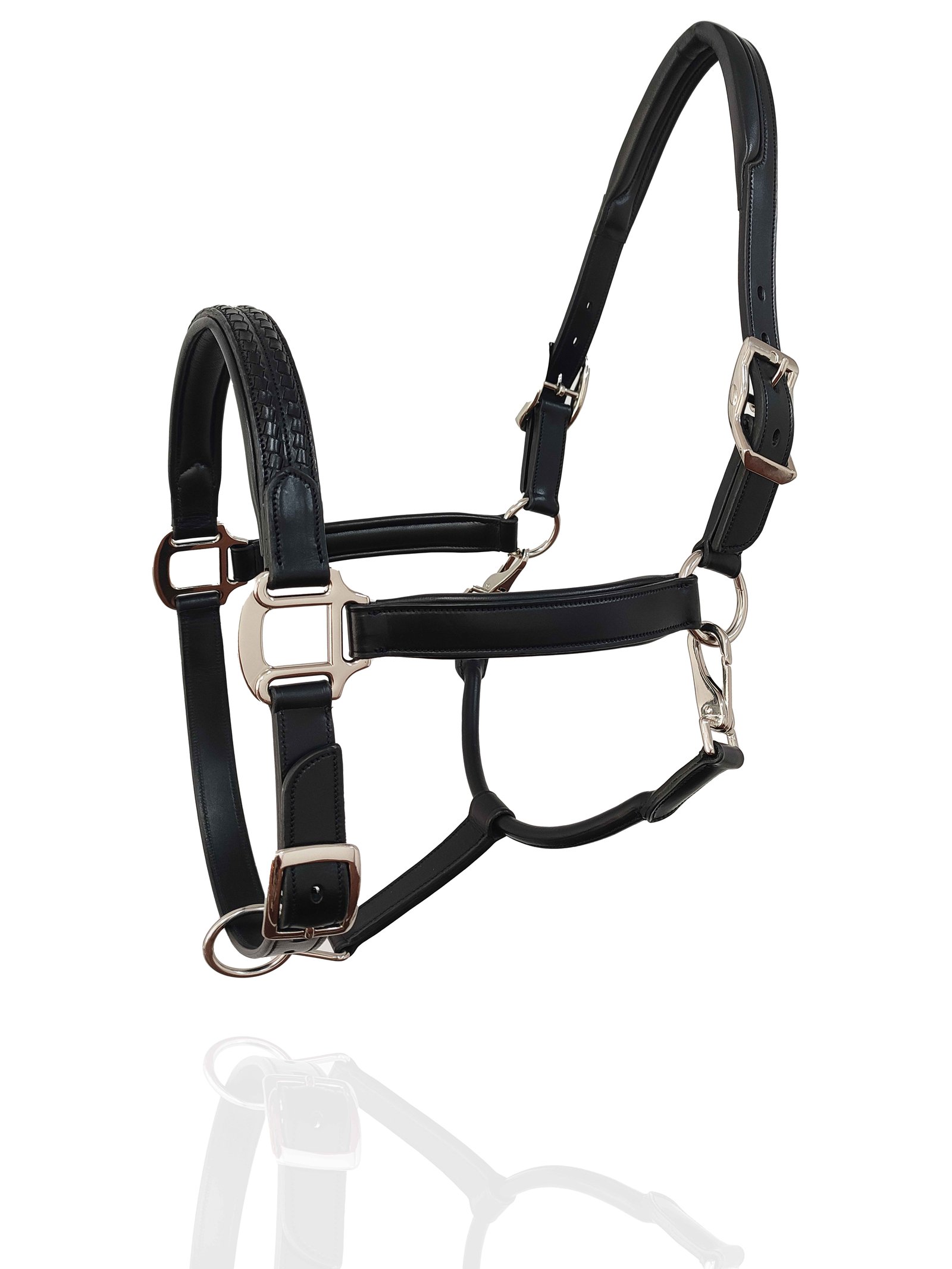 Midnight Elite Leather Halter with Braided Accent