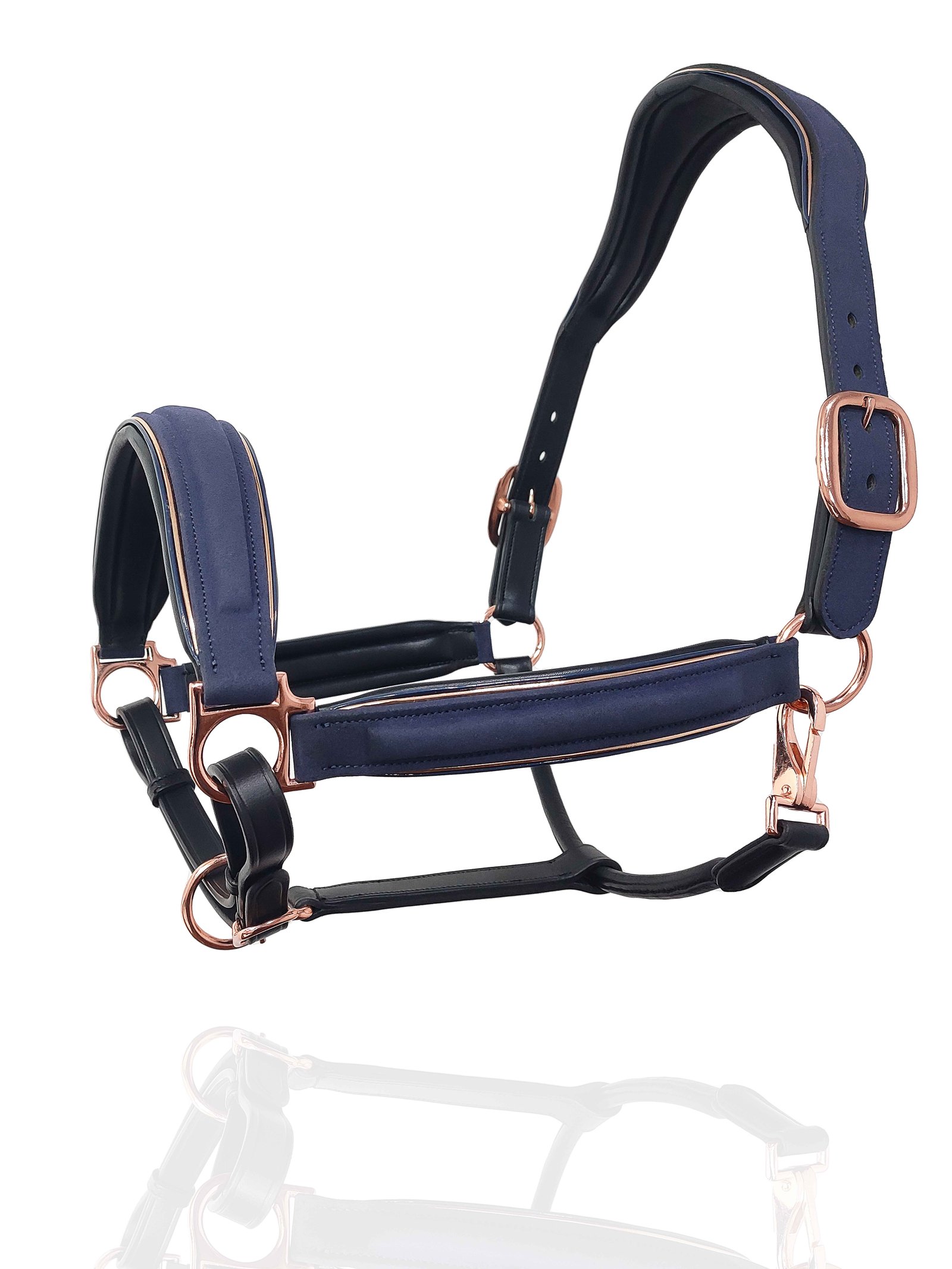 Royal Navy Soft-Shell Halter with Rose Gold Accents
