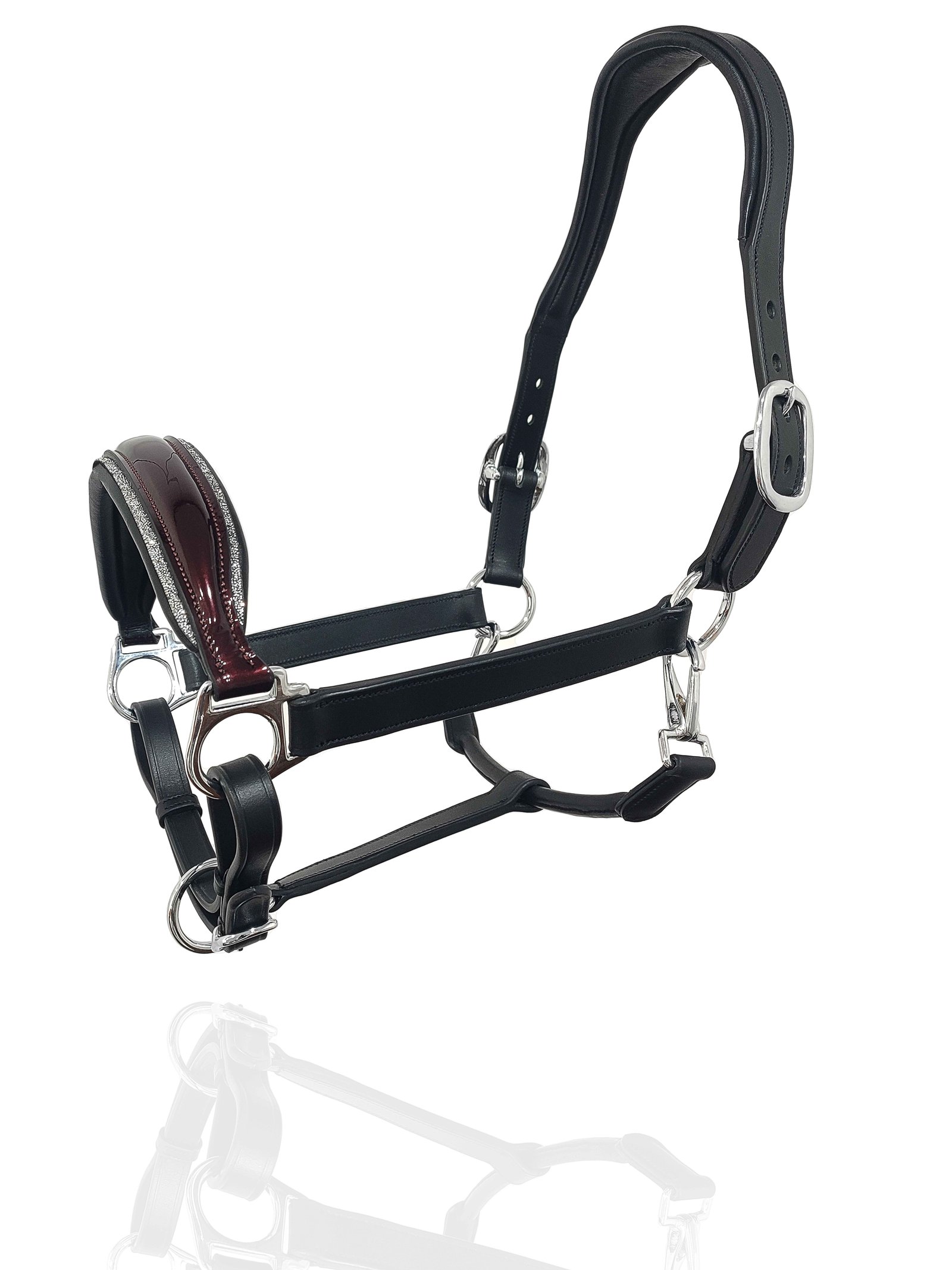 Midnight Burgundy Patent Halter with Silver Glitter Accents