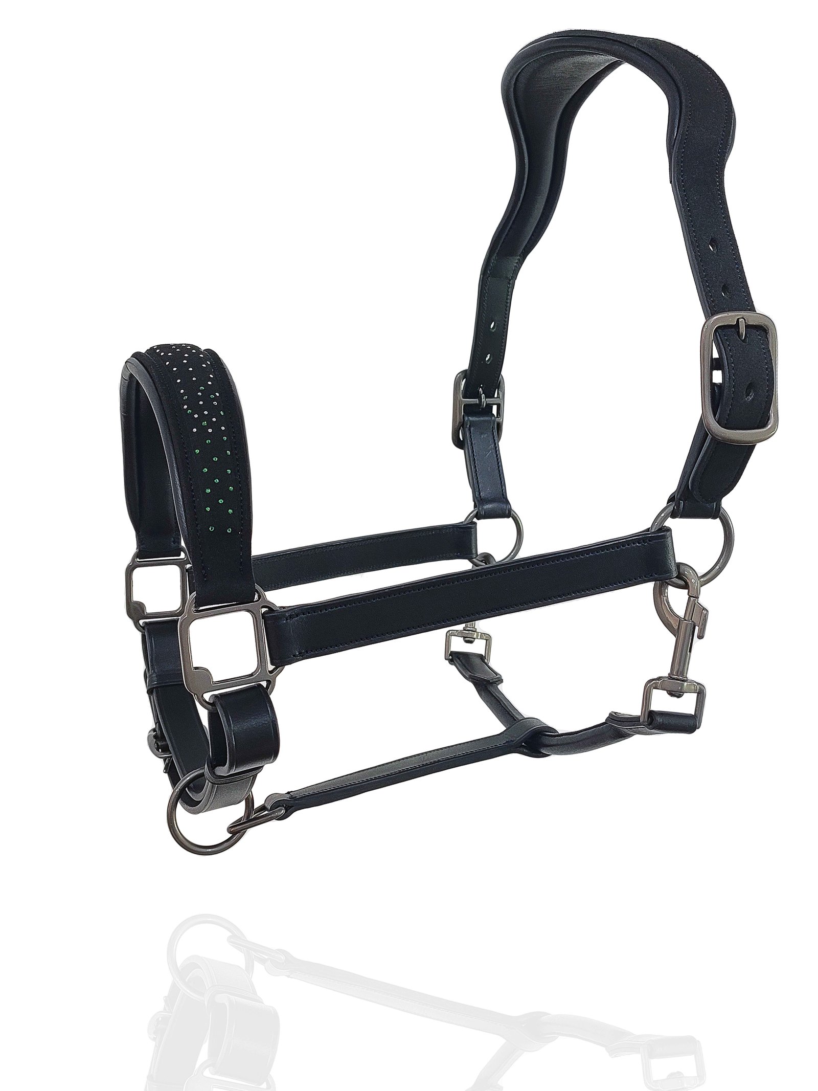 Emerald Starlight Suede Halter with Gunmetal Hardware