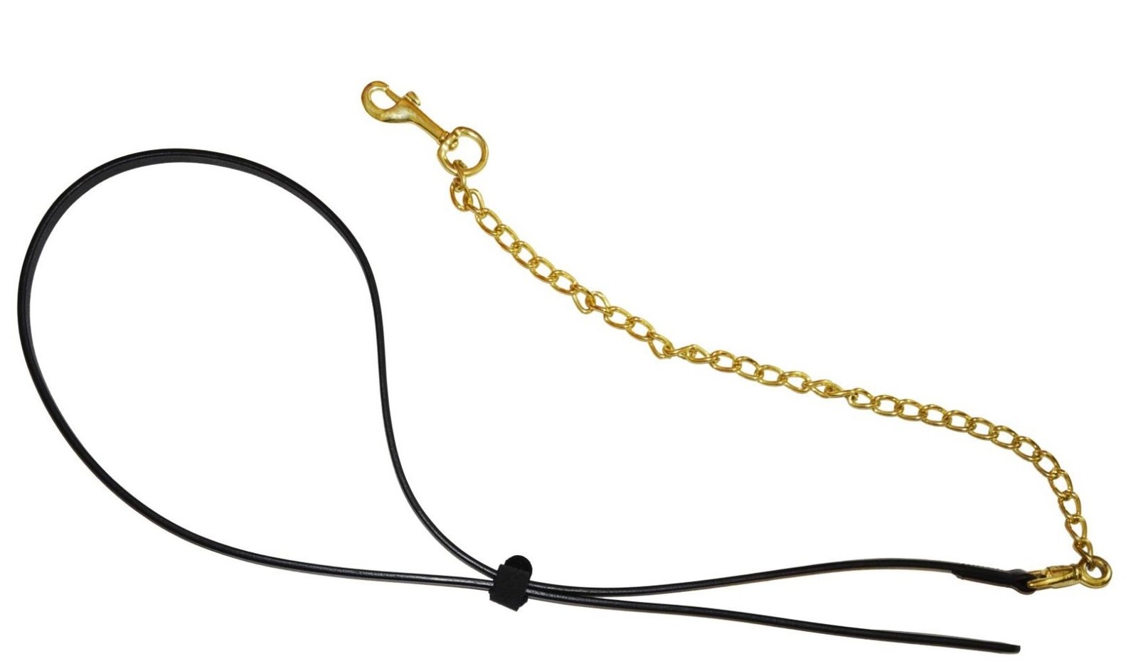 Black Leather Lead Rope with Brass Chain