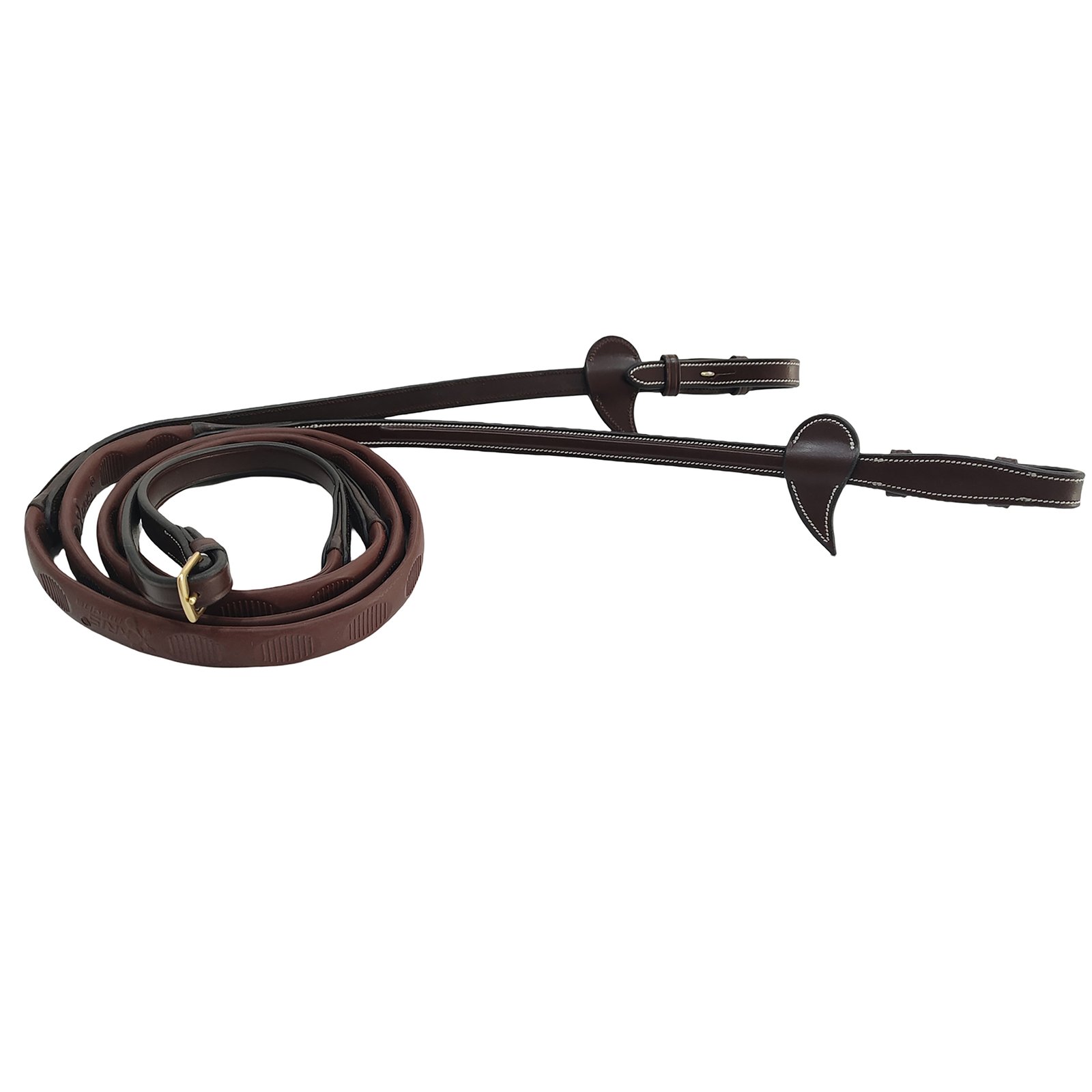 Imperial Mahogany Grip Reins with Brass Hardware