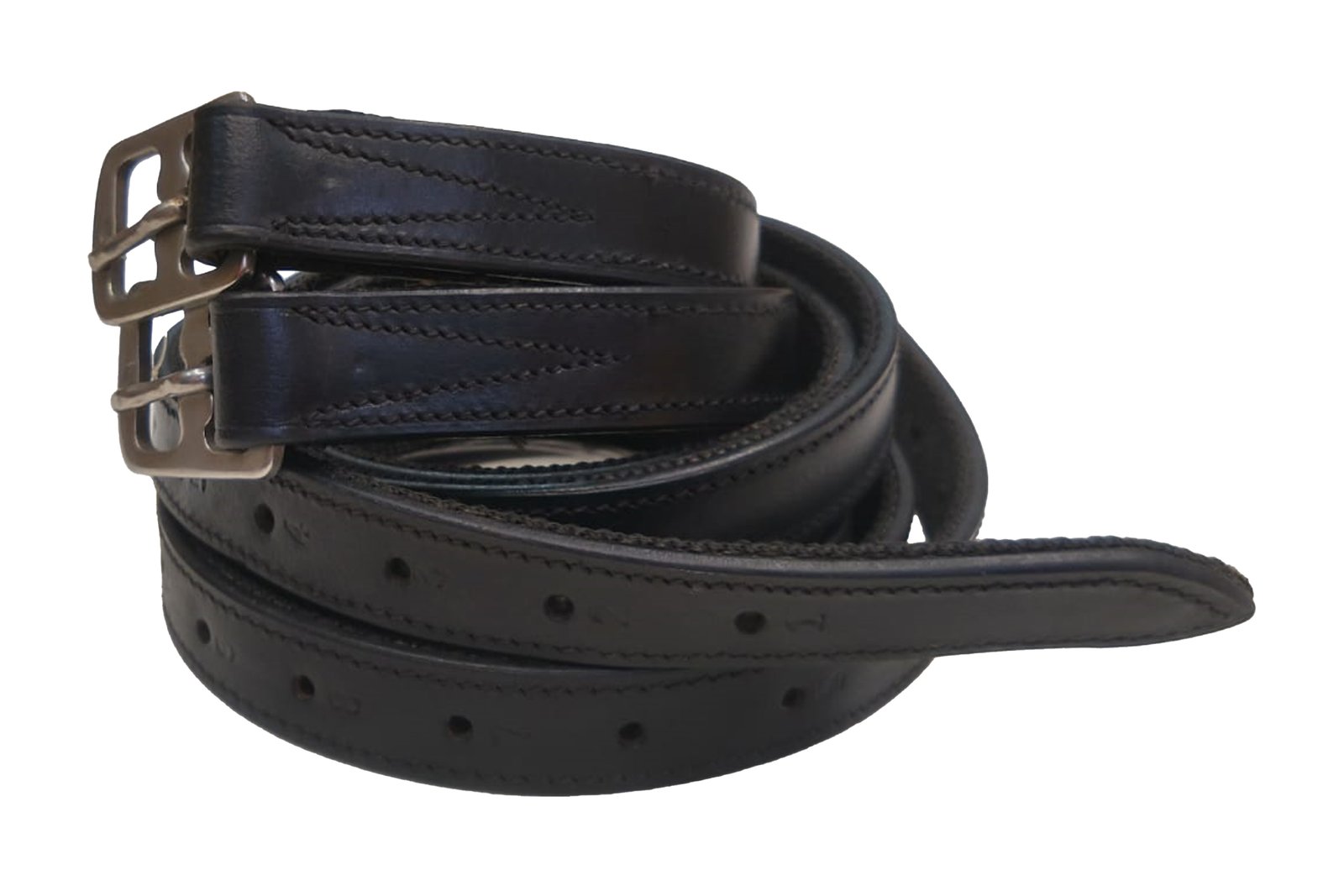 Elite Black Stirrup Leathers with Braided Detail