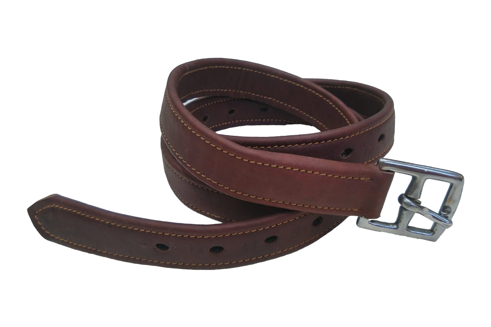Brown Contrast-Stitch Stirrup Leathers
