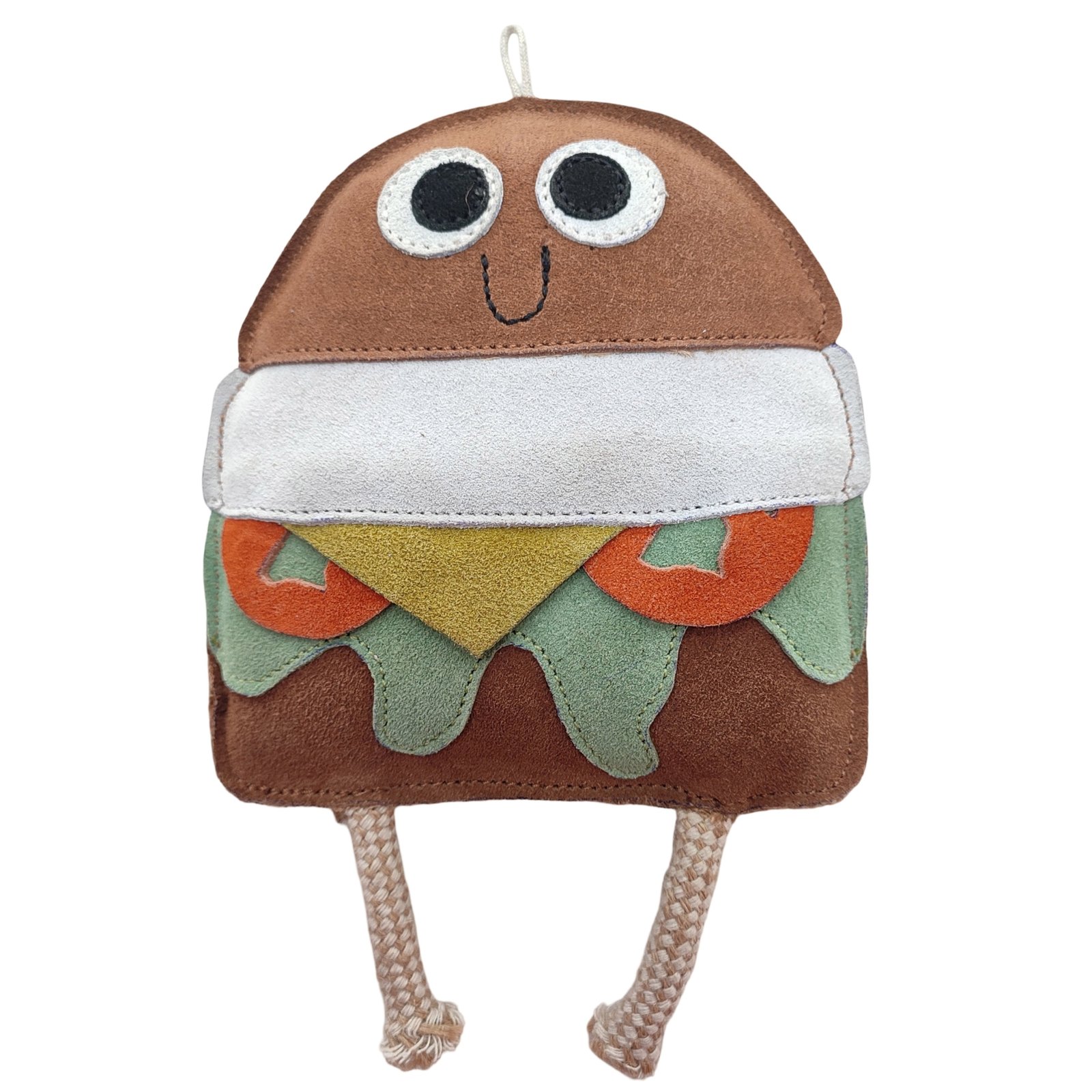 Artisanal Suede Burger Tug & Chew Toy