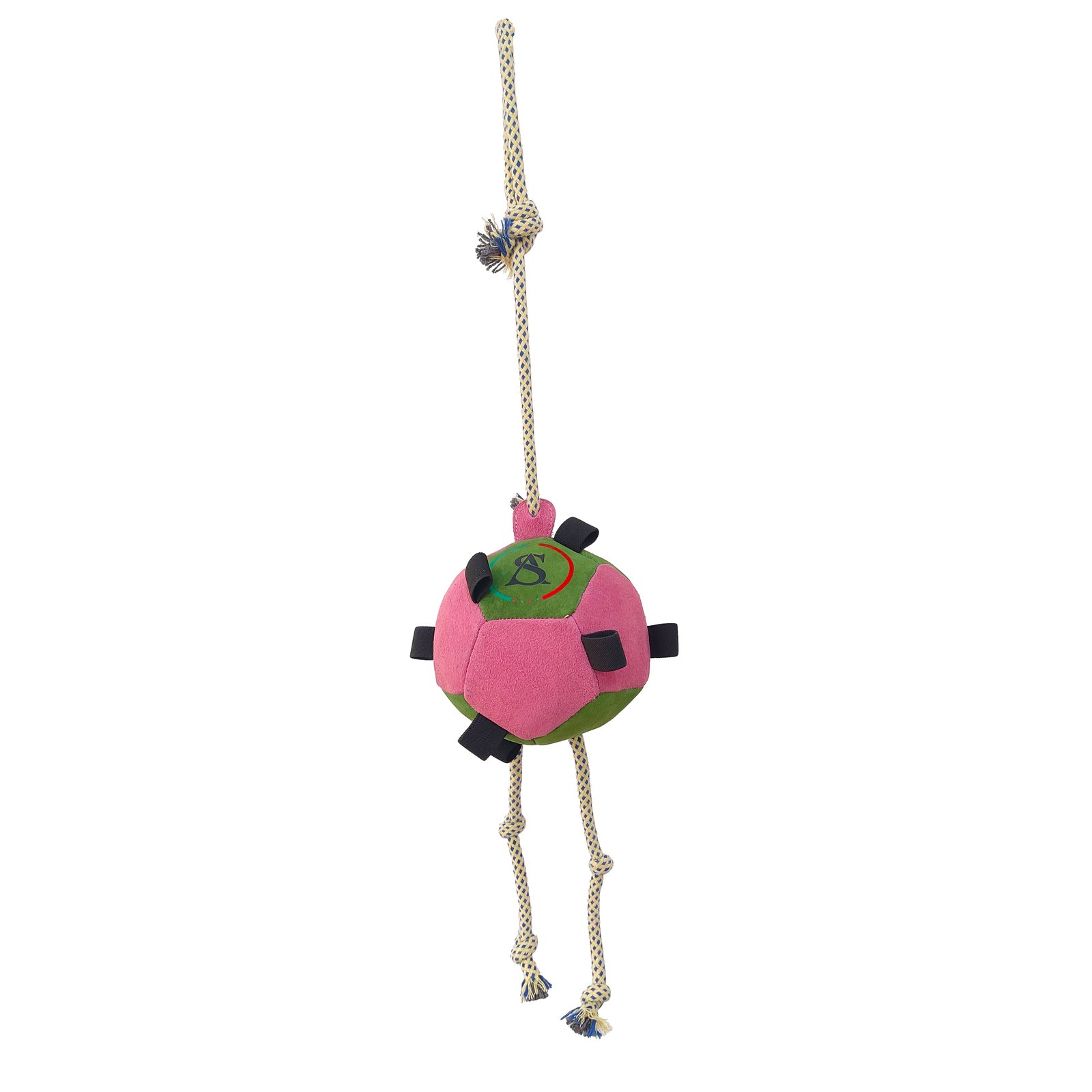 Pink & Green Suede Puzzle Ball Tug & Toss Dog Toy