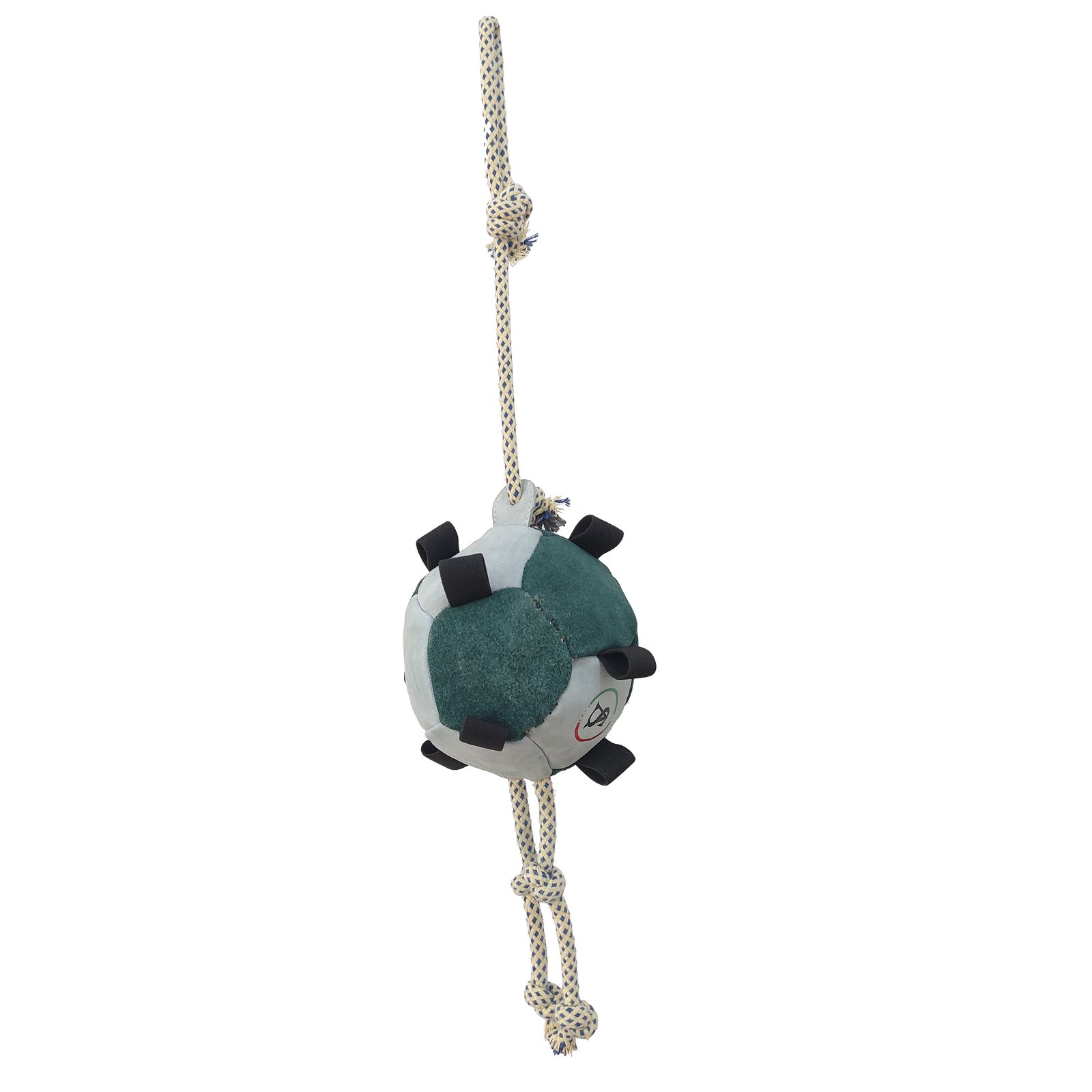 Grey & Dark Green Suede Puzzle Ball Tug & Toss Dog Toy