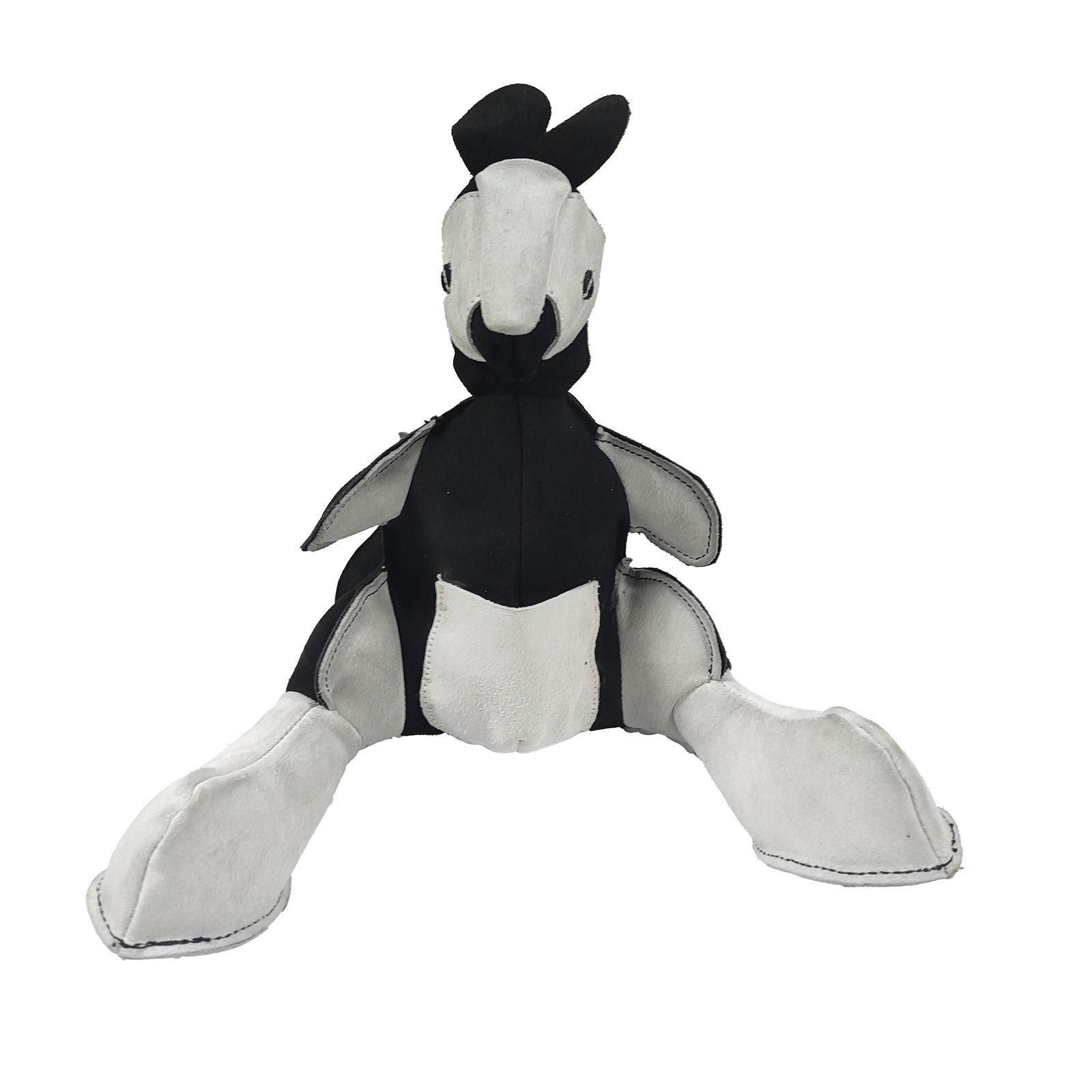 Black and White Suede Leather Kangaroo Dog Toy