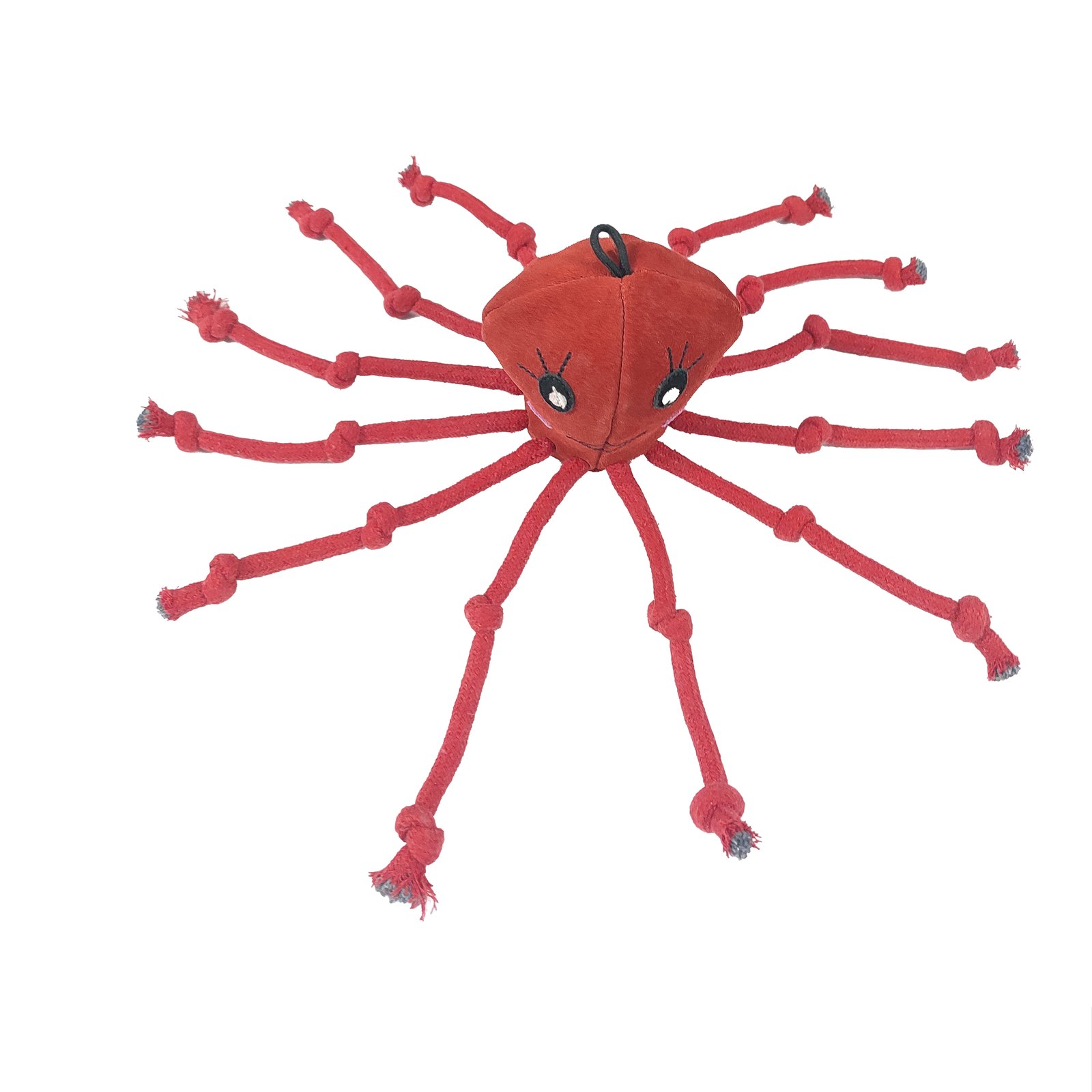 Red Suede Leather Spider Rope Tug Dog Toy