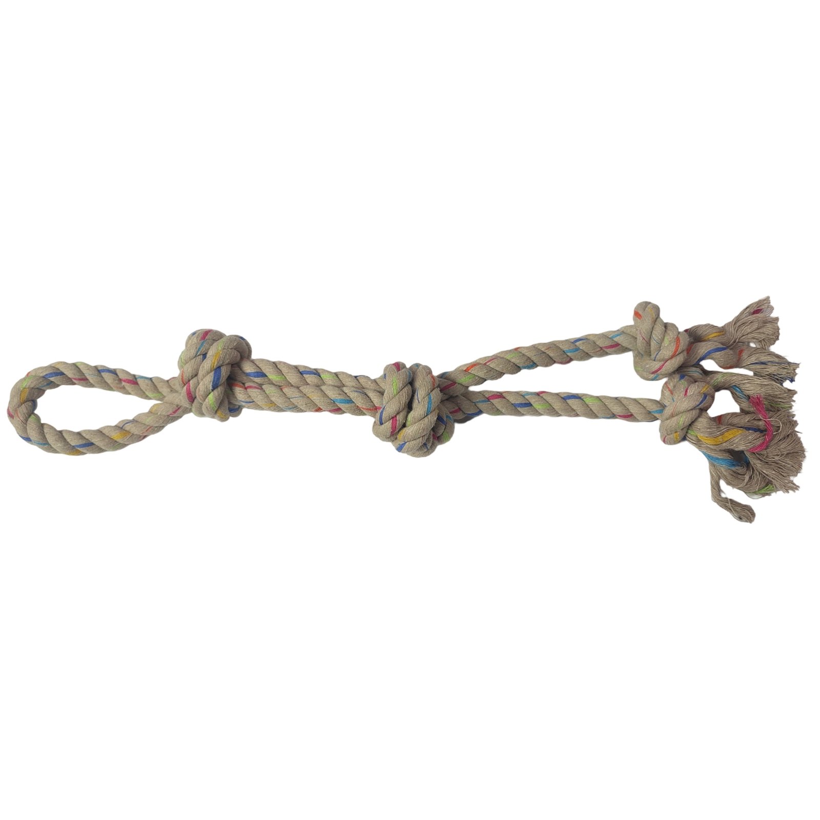 Natural Twisted Rope Loop & Double-Knot Tug Dog Toy