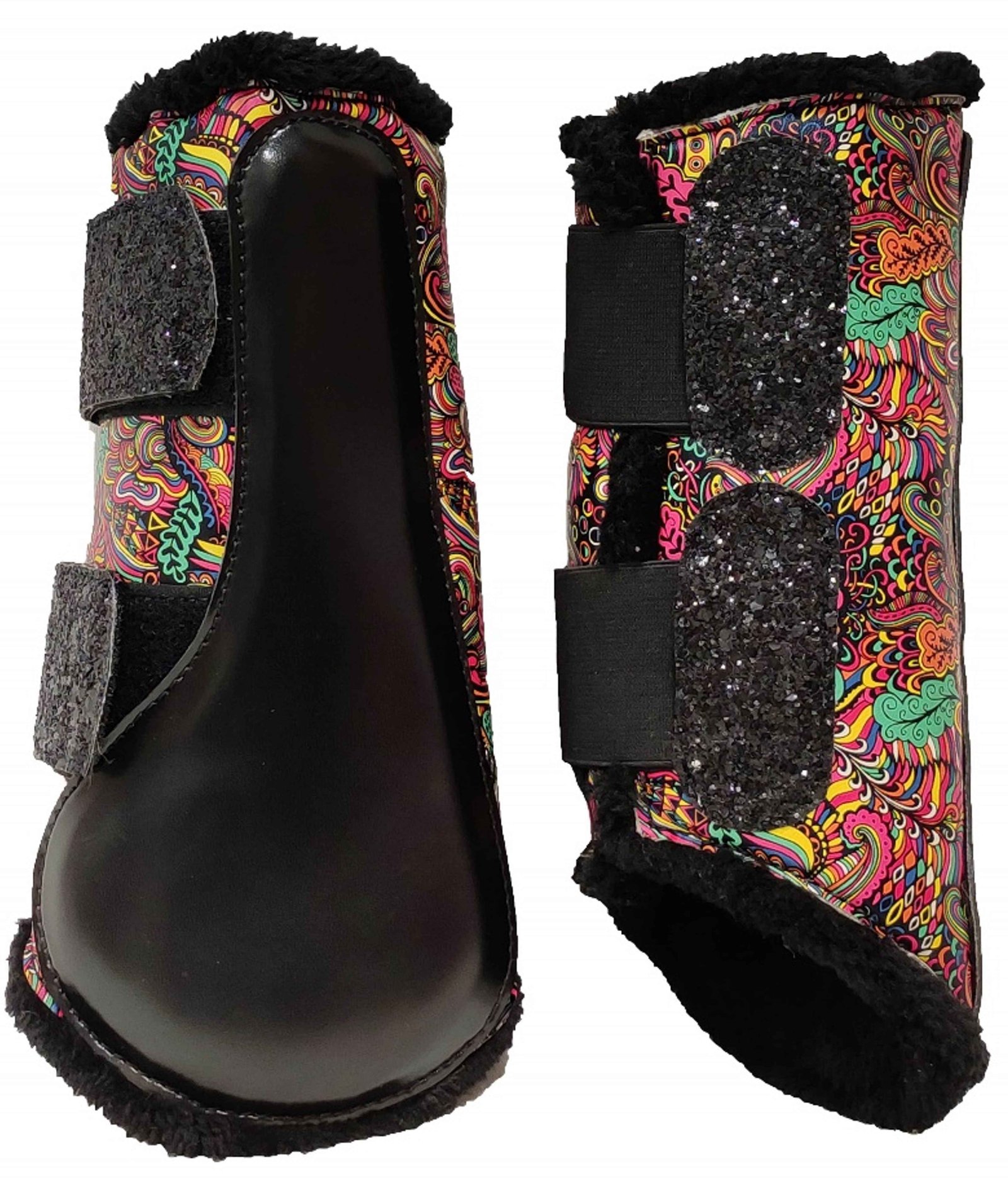 Psychedelic Rainbow Paisley Tendon Protection Boots