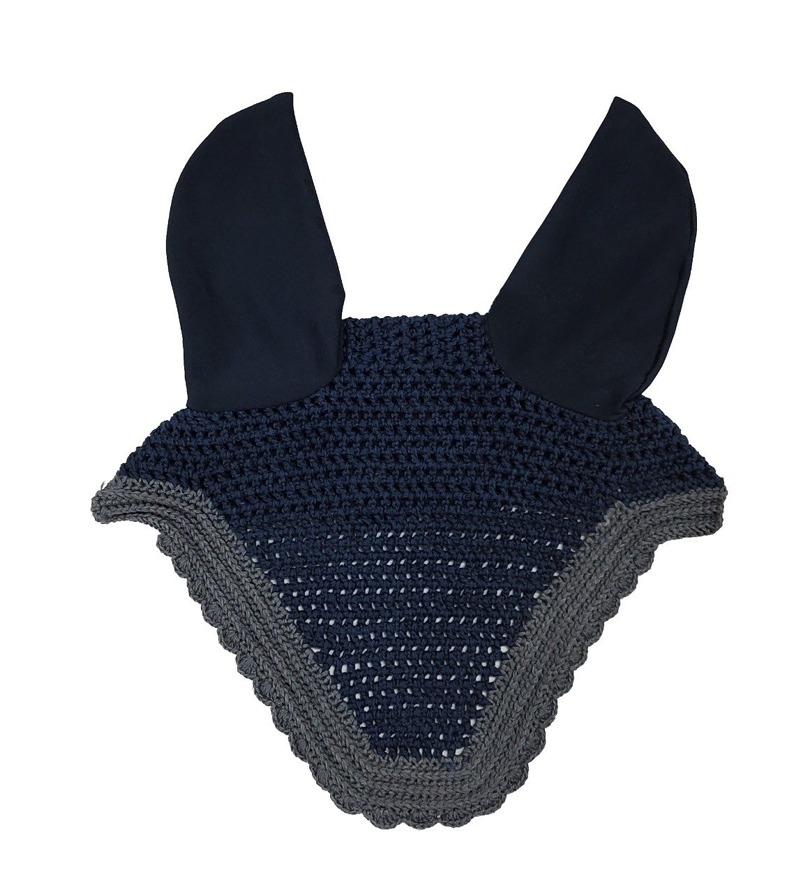 Navy Blue Crocheted Fly Veil with Grey Border