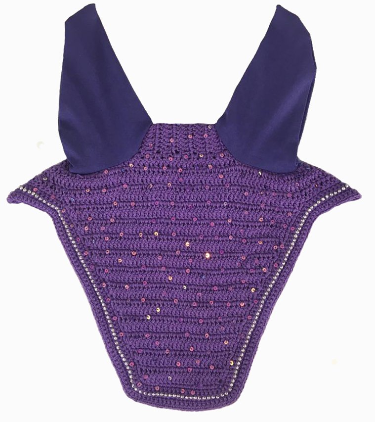 Purple Sequined Crocheted Fly Veil with Ears