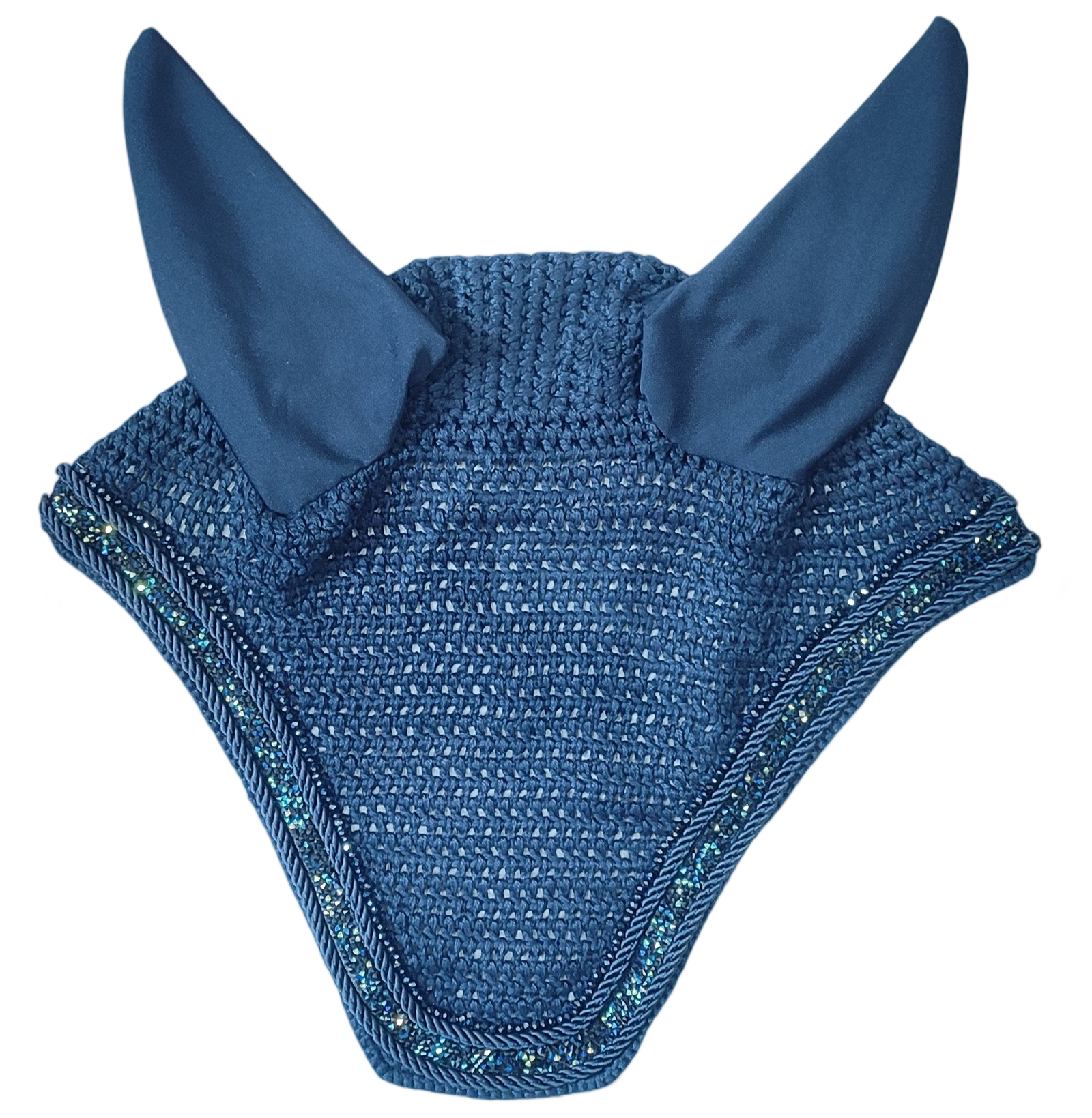 Royal Blue Metallic Crocheted Fly Veil with Ears