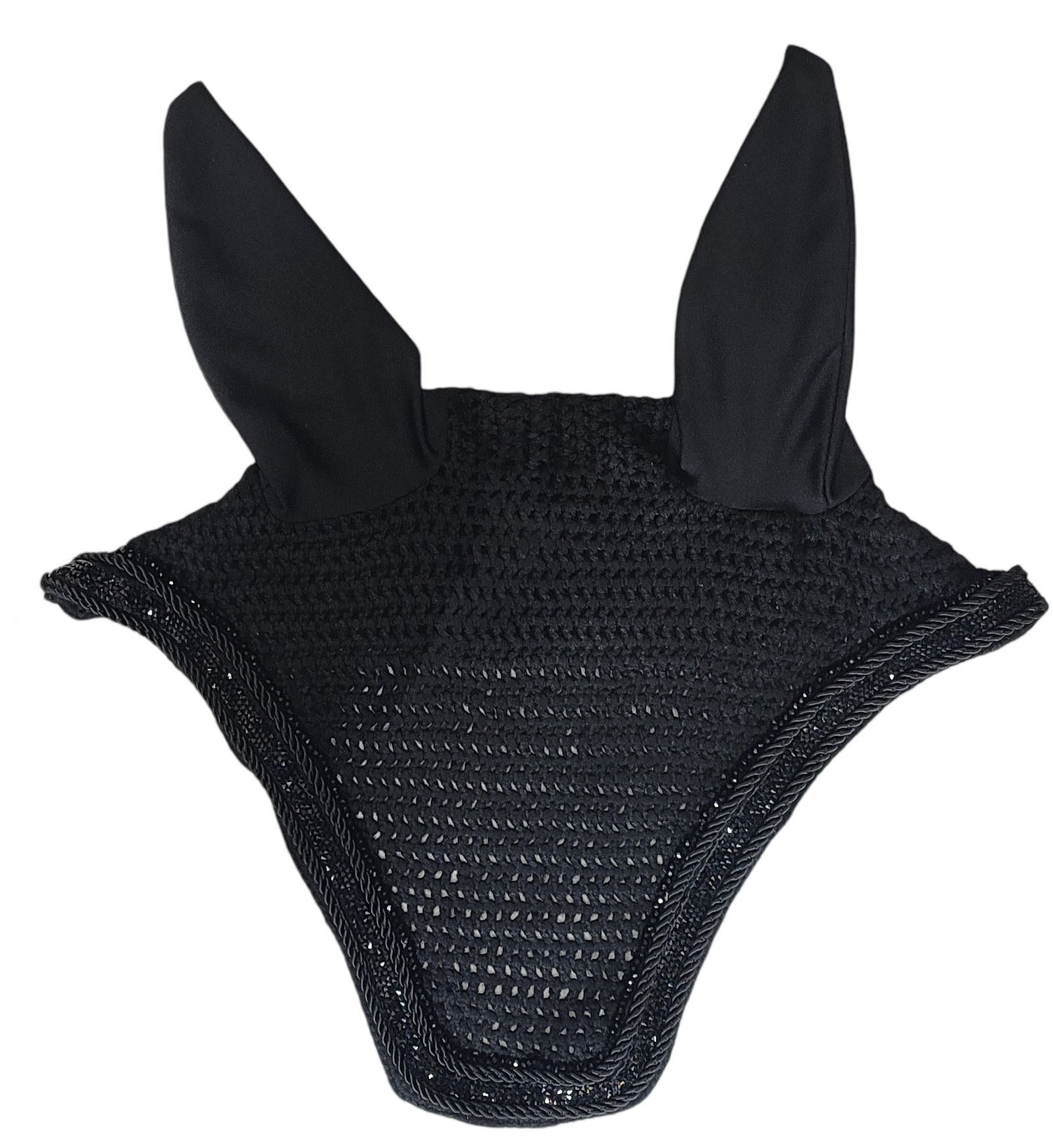 Black Multi-Texture Crocheted Fly Veil with Ears