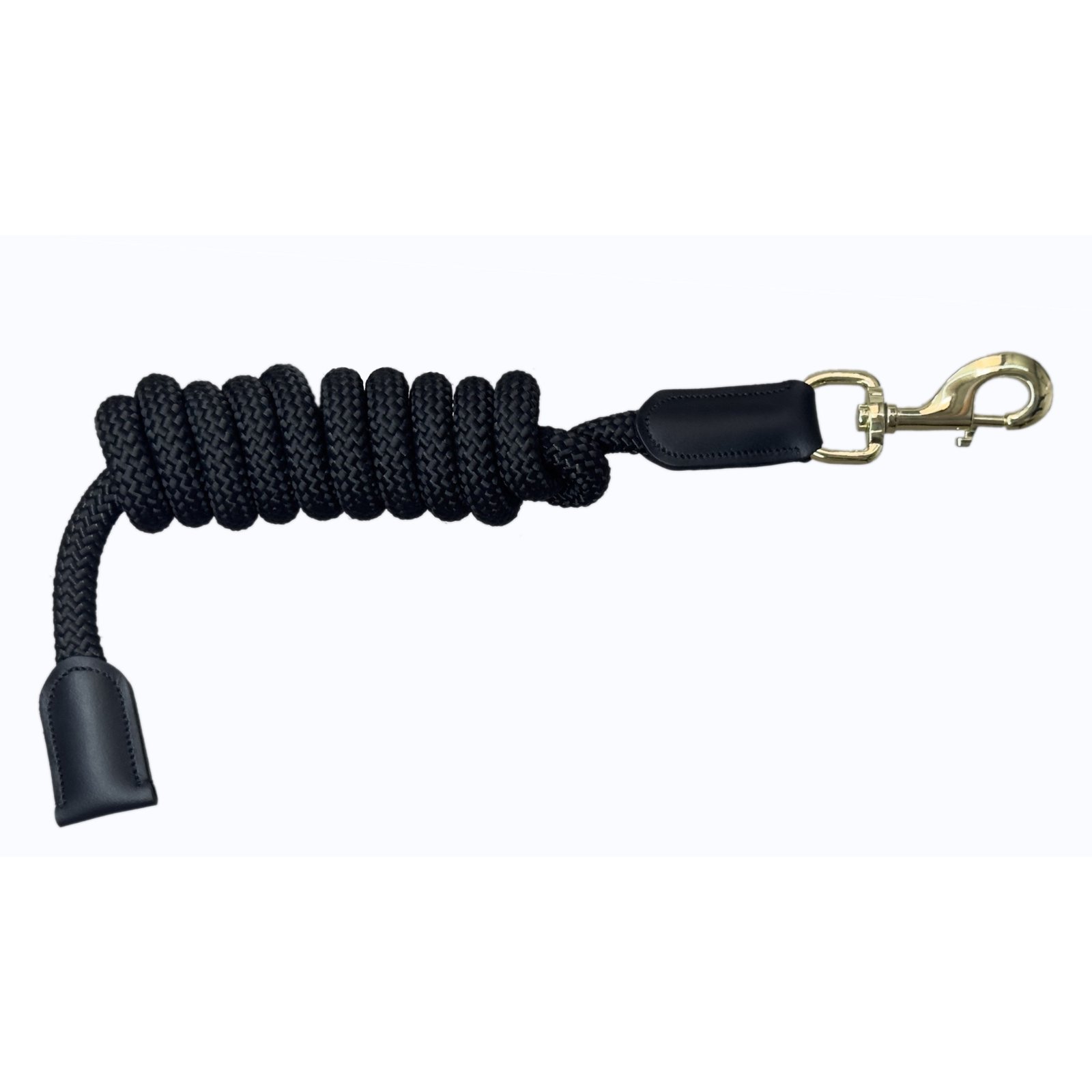 Executive Black Braided Lead Rope with Leather Accents