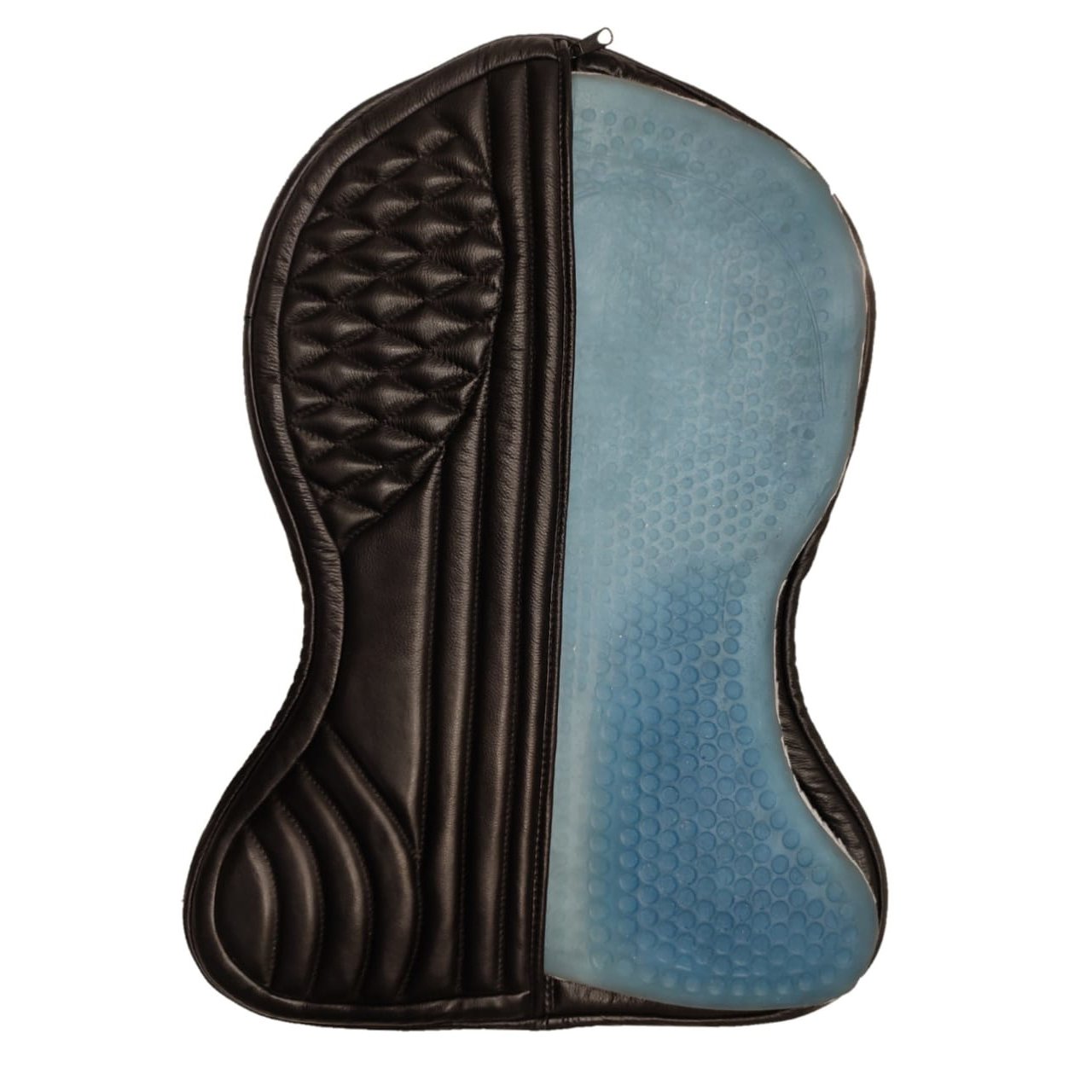 Hybrid Black Leather & Gel-Infused SaddlePad with Dual-Surface Design