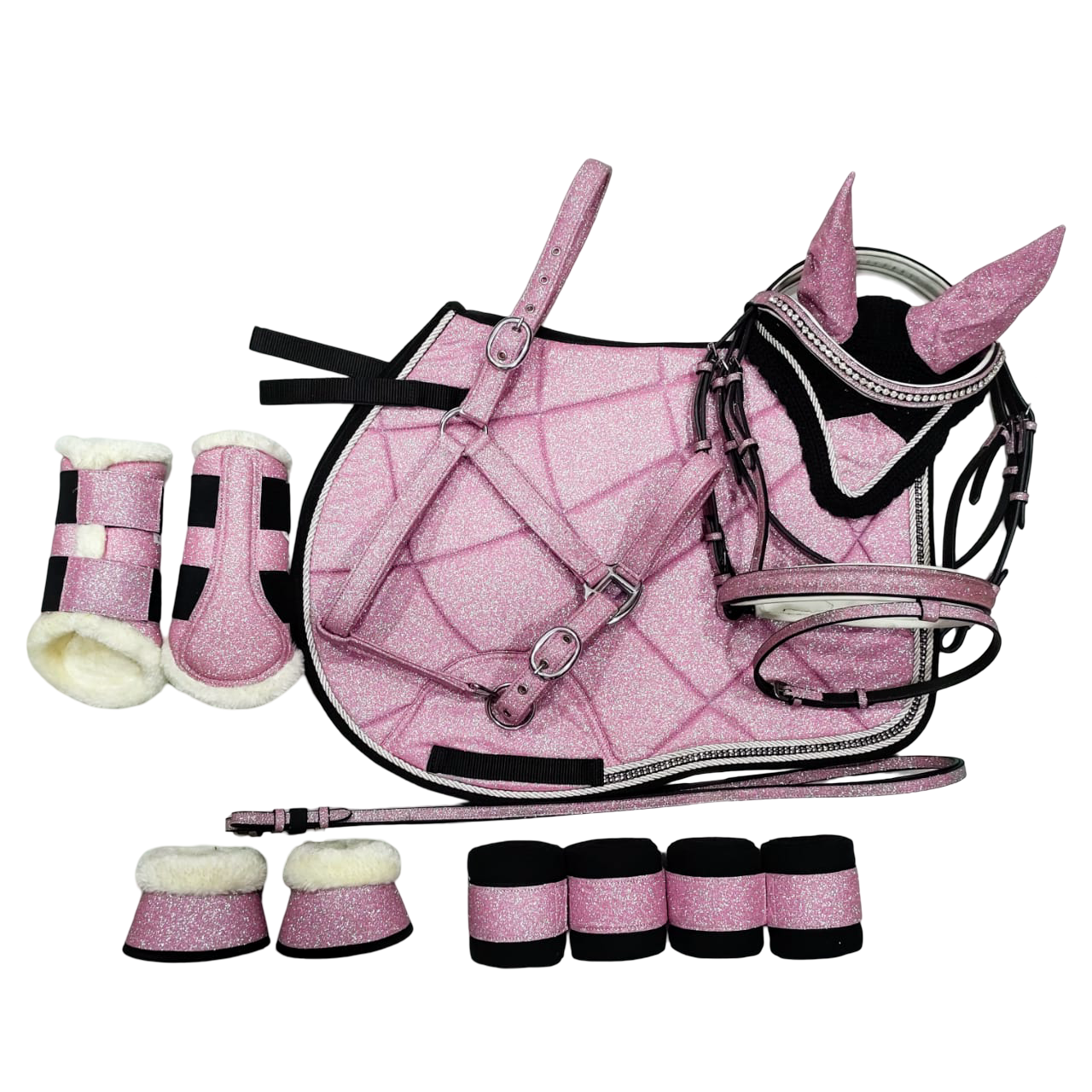 Sparkling Pink Glitter Unicorn Saddle Pad with Matching Tack Set