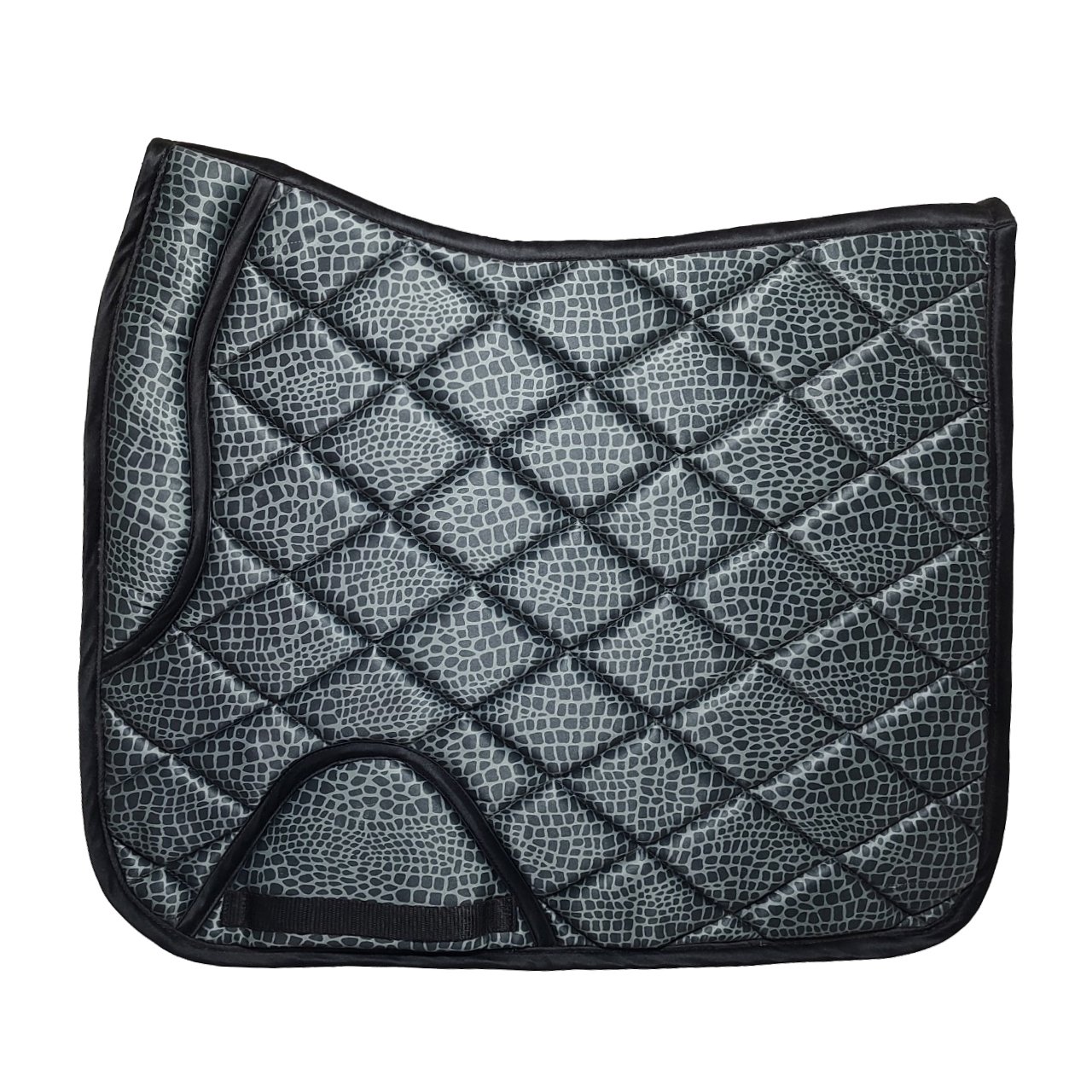 Grey Croc-Print Diamond Quilted SaddlePad with Black Binding