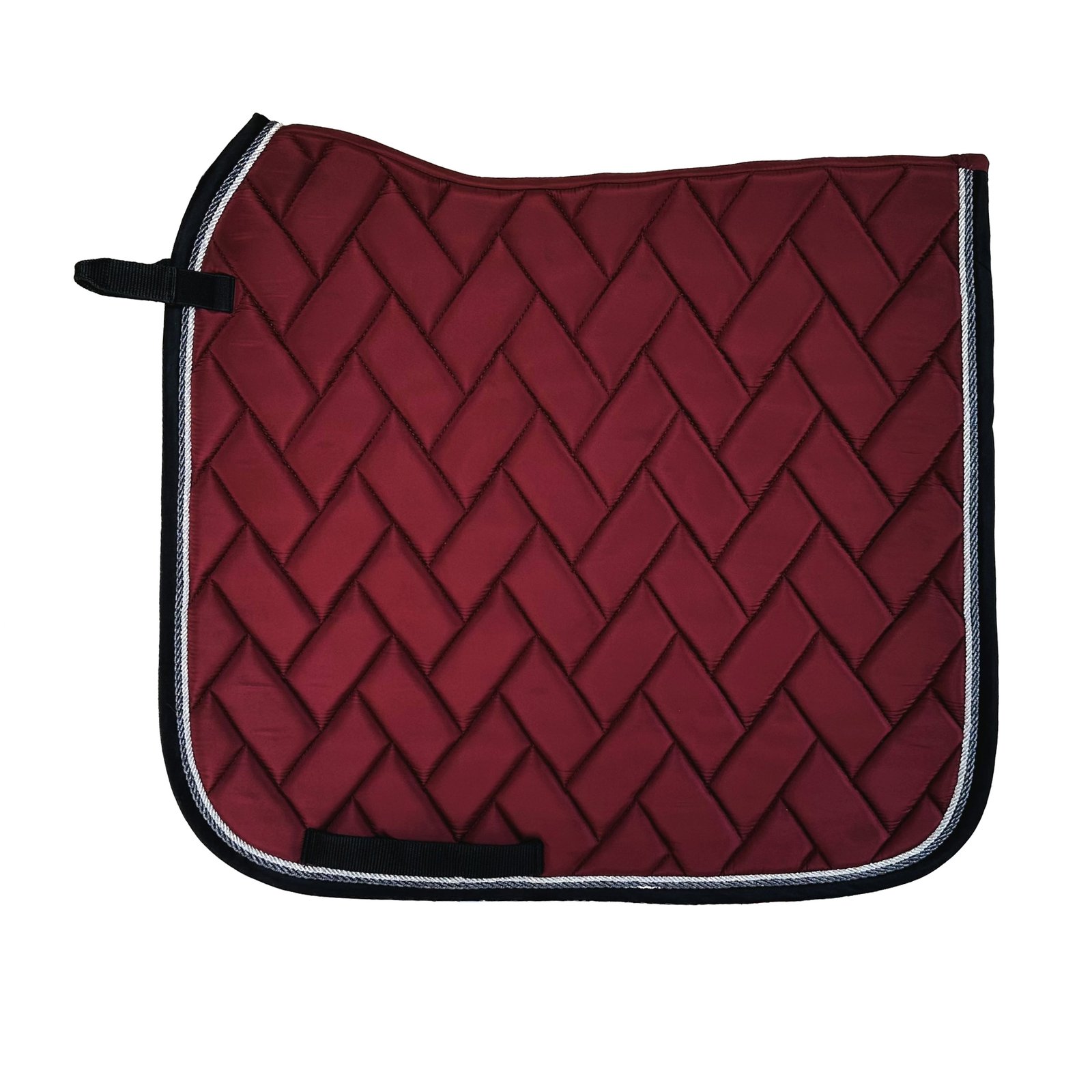 Burgundy Herringbone Quilted All-Purpose Saddle Pad with Silver Rope Trim