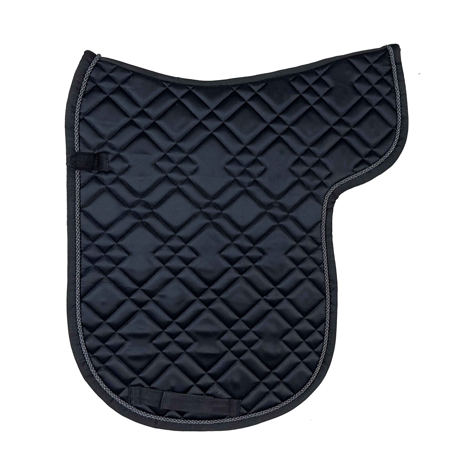 Black Diamond Quilted Dressage Saddle Pad with Silver Rope Trim