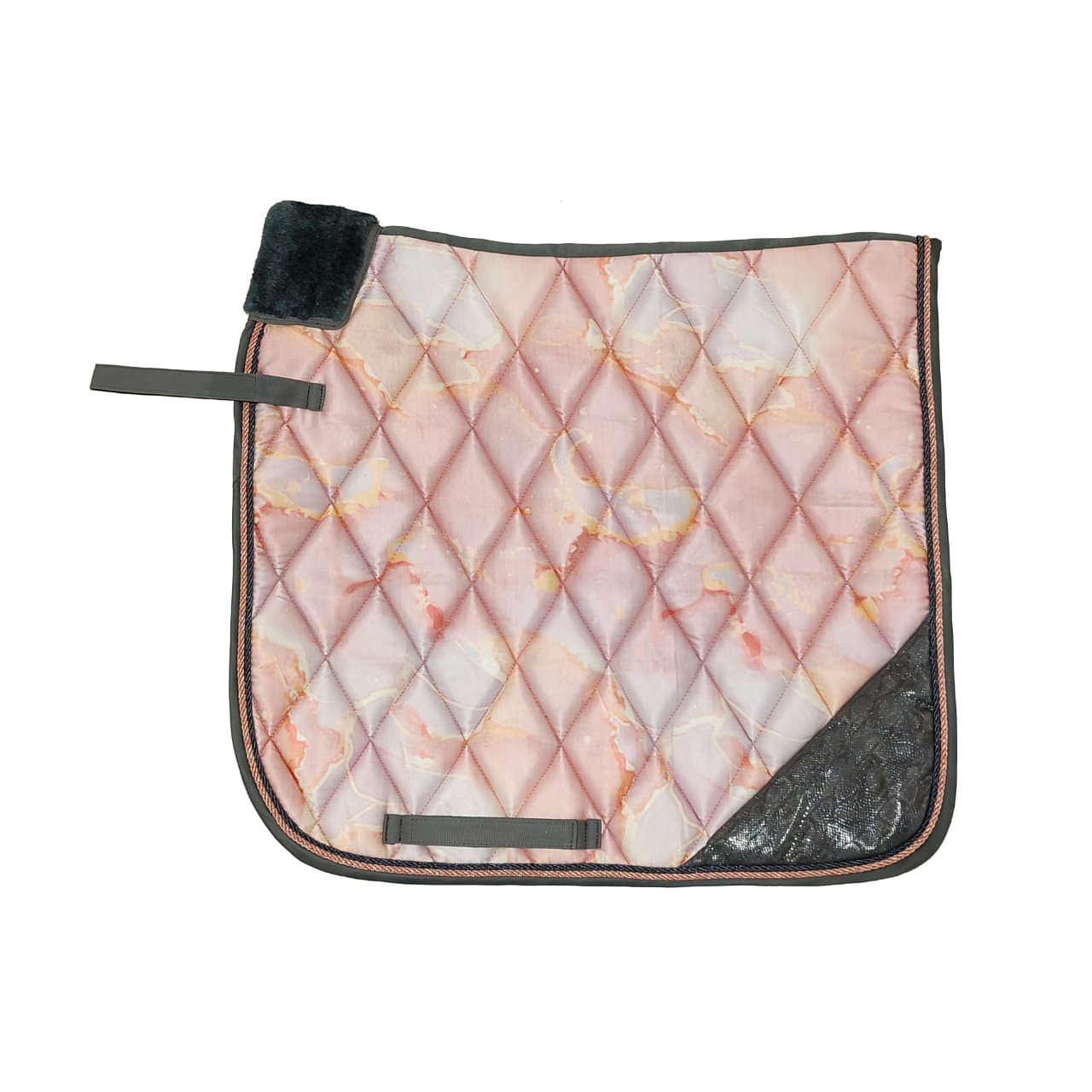 Blush Pink Marble Quilted Saddle Pad with Carbon Fiber Accents