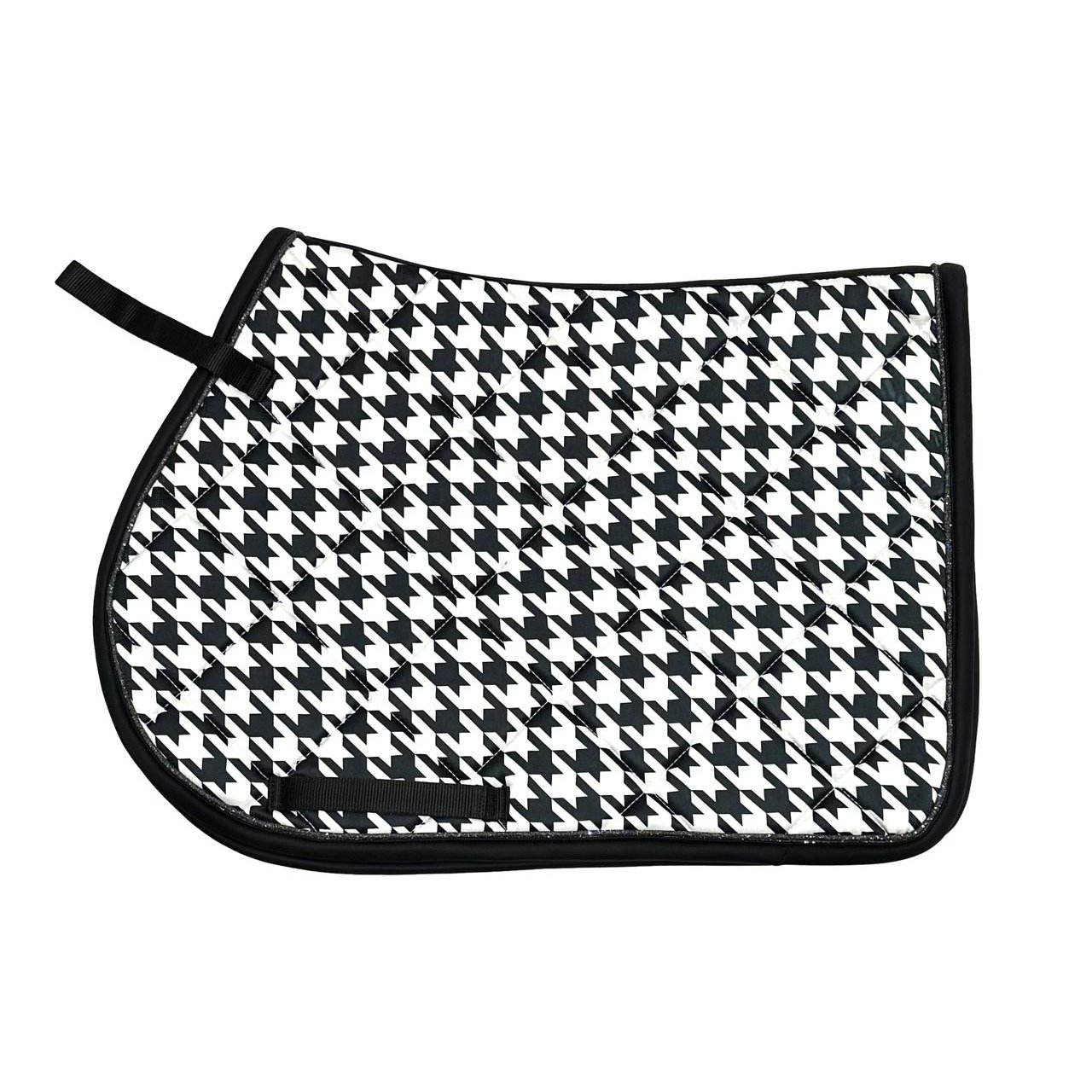 Classic Black and White Houndstooth Quilted Saddle Pad