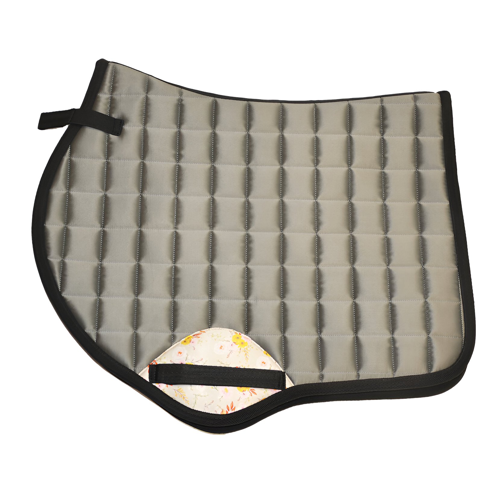 Grey Quilted Saddle Pad with Floral Accent Panel