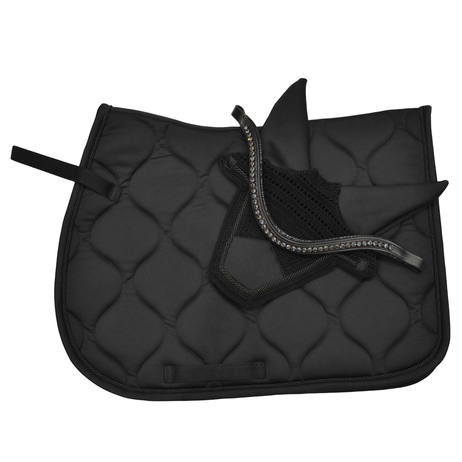 All-Black Quilted Saddle Pad with Rope Trim
