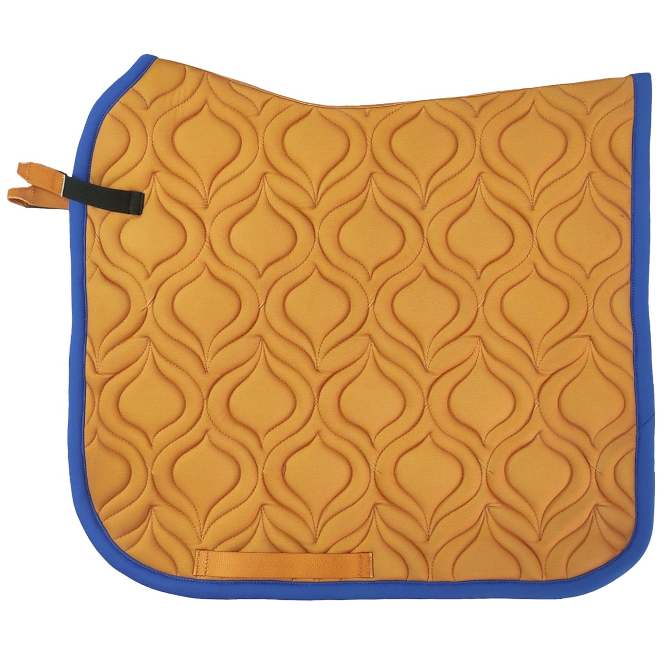 Golden Saffron "Lotus" Quilted Saddle Pad with Royal Blue Trim